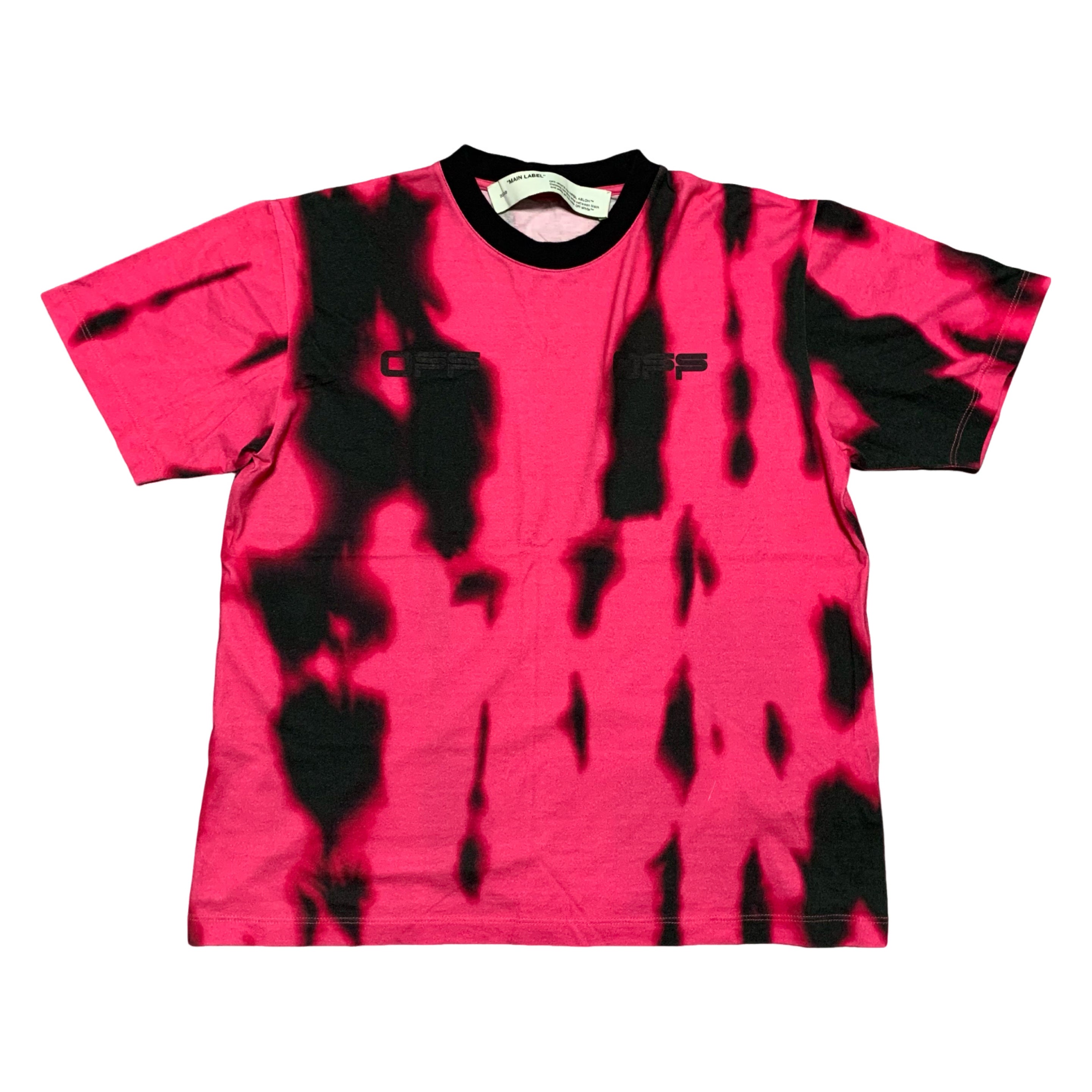 Off White XS Pink Tie Dye Black Tee Virgil Abloh