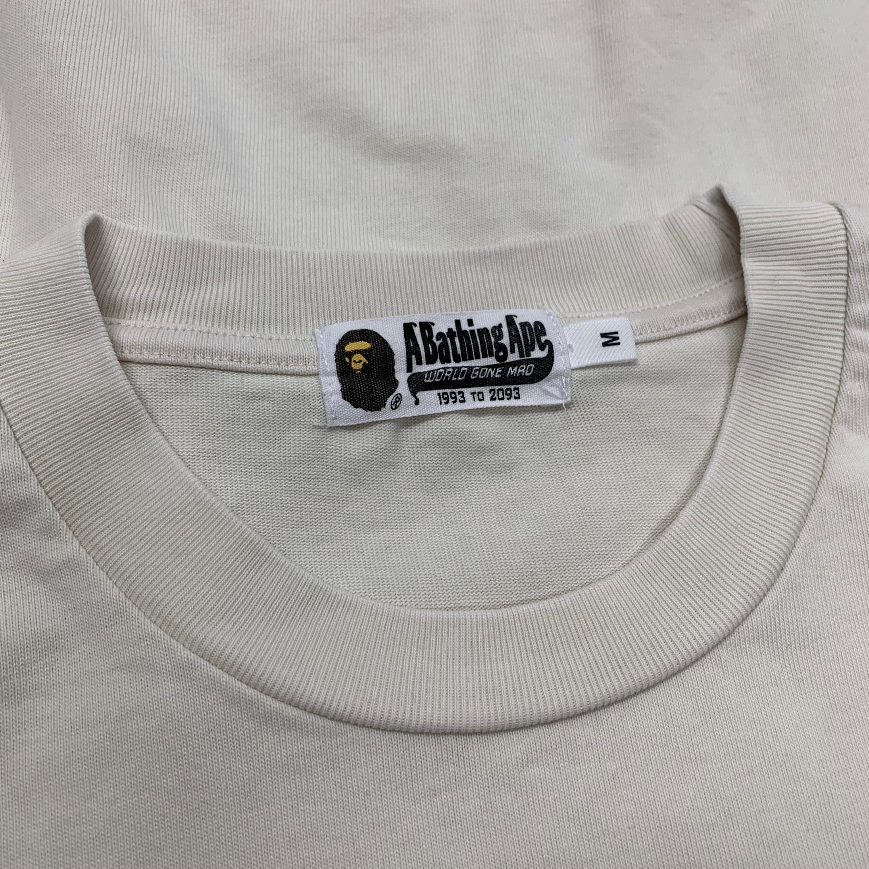 Bape Medium Tee Mad Ape Graphic Acid Wash Ivory White T-Shirt A Bathing Ape