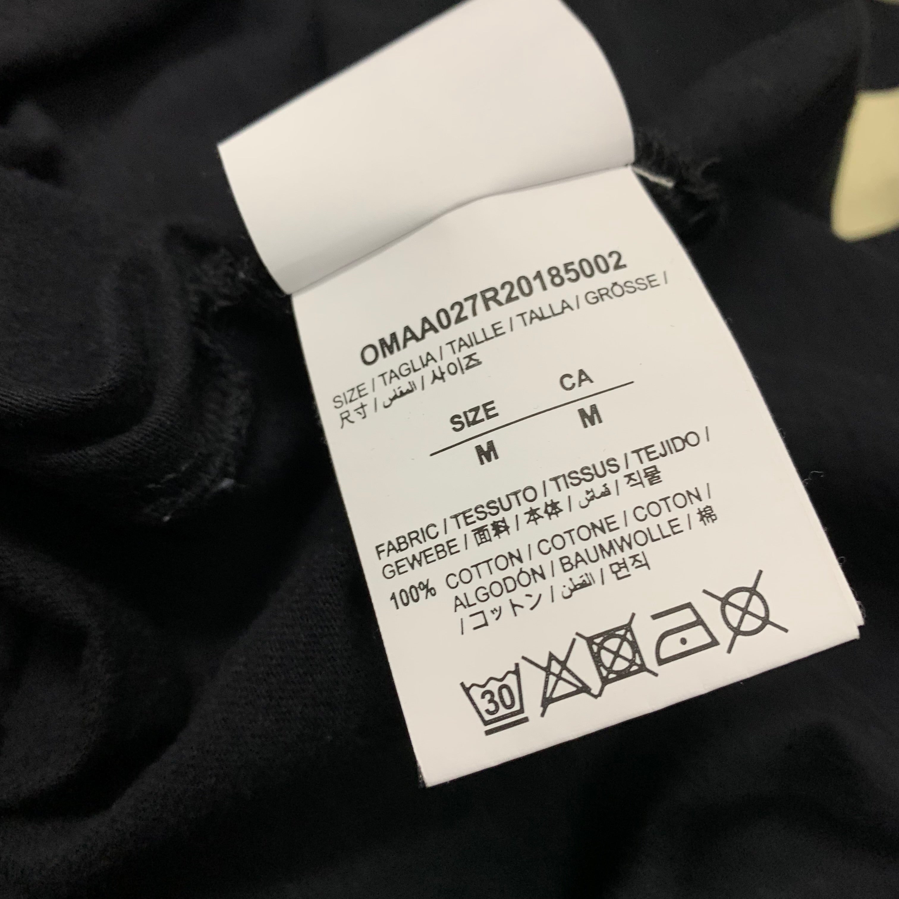 Off White Medium Tee Tape Arrows Black T-Shirt Virgil Abloh