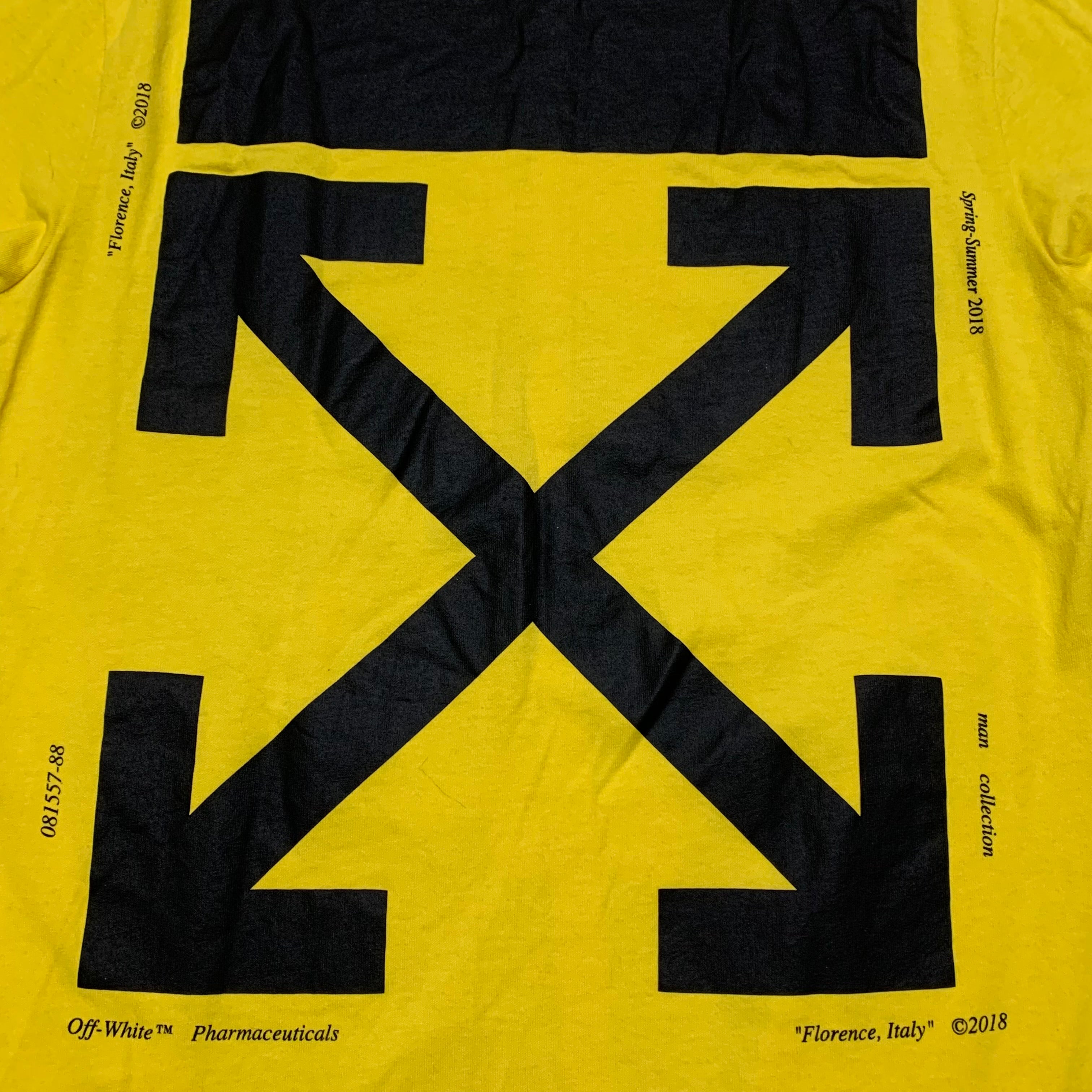 Off White XS Hand Arrows Yellow Long Sleeve Top Virgil Abloh