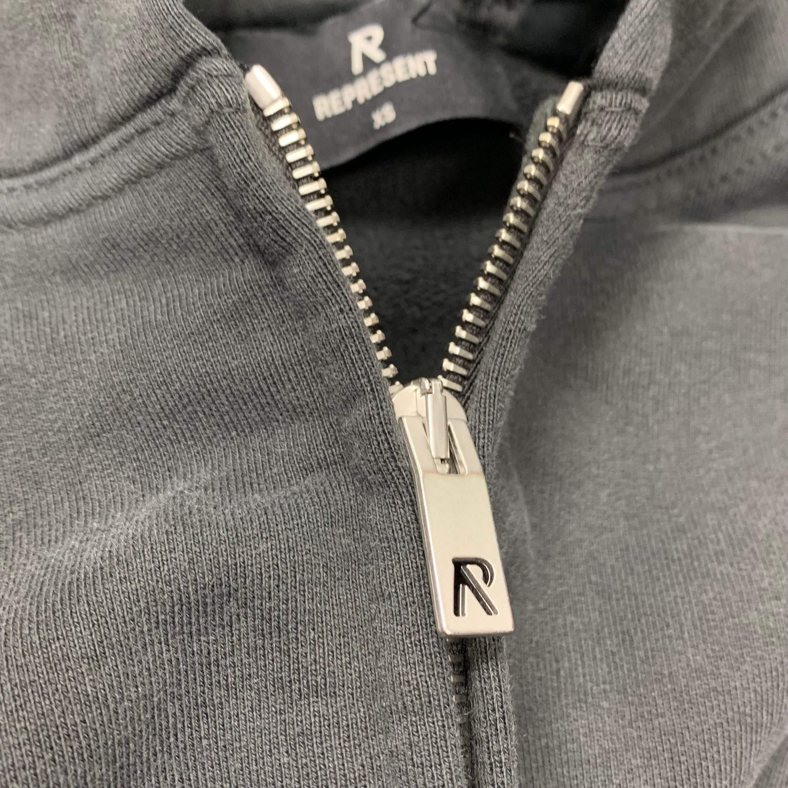 Represent XS Hoodie Metallica Local Crew Zip Stained Black Hoodie (RRP £195)