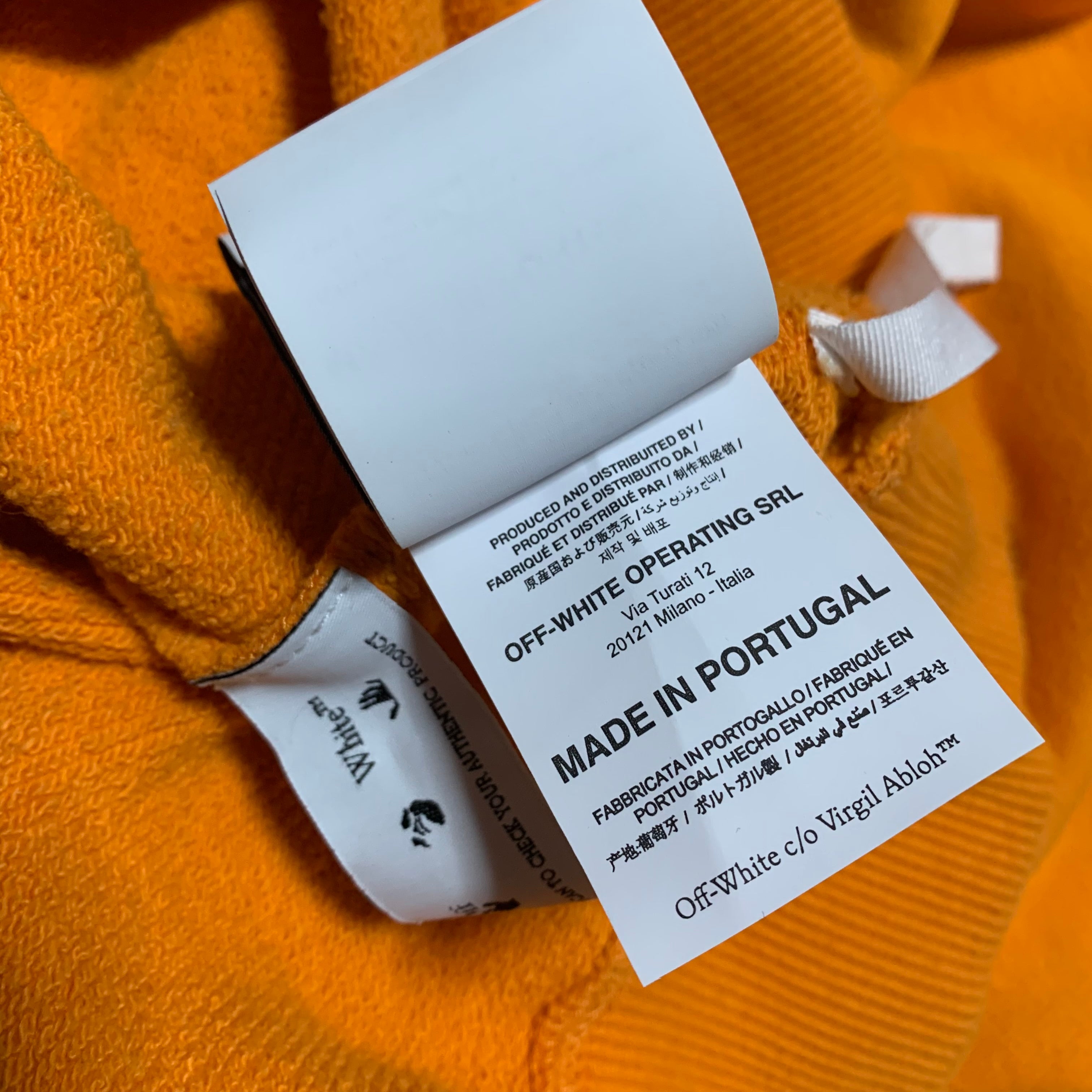 Off White Medium Underline Logo Orange Hoodie Virgil Abloh