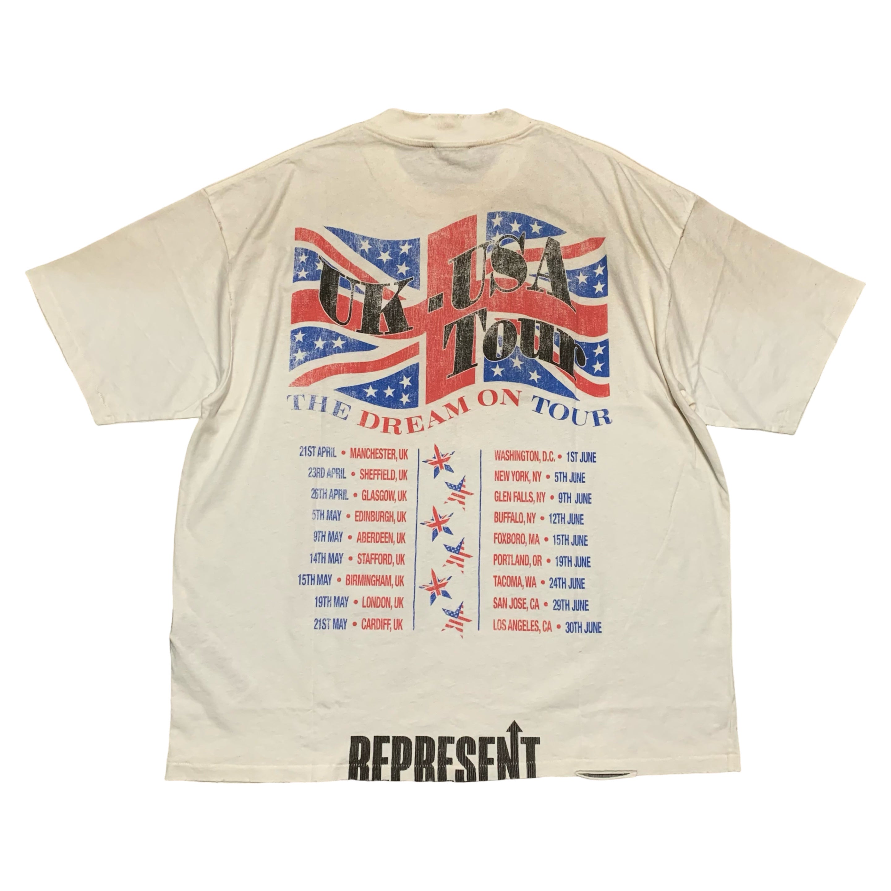 Represent Large Dream On Tour Washed Ecru White Tee