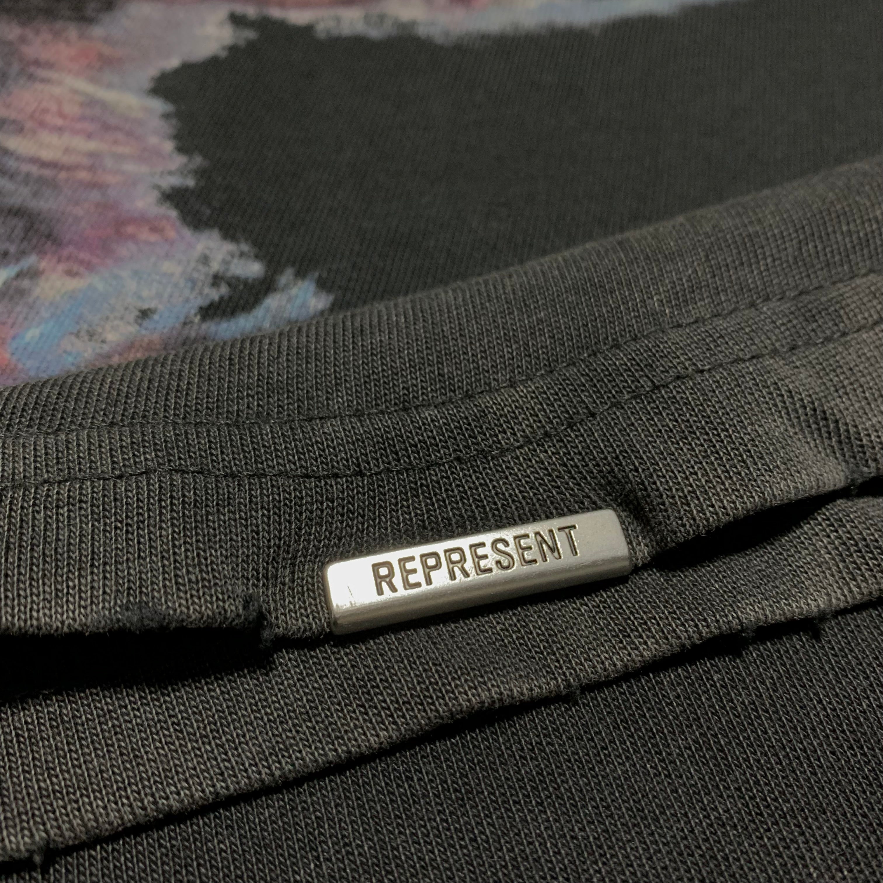 Represent Small Shark Graphic Vintage Black Tee