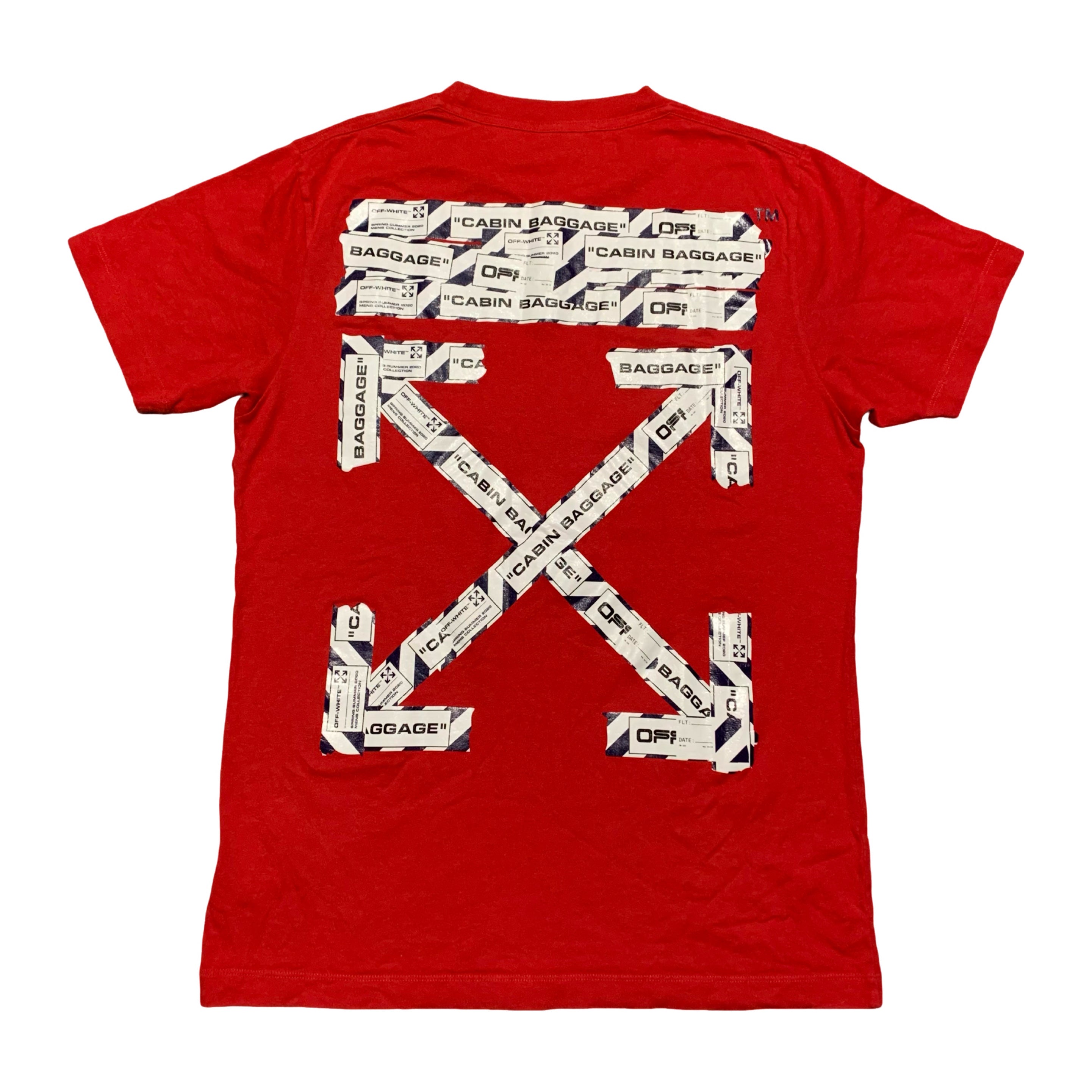 Off White Medium Airport Arrows Red Tee Virgil Abloh