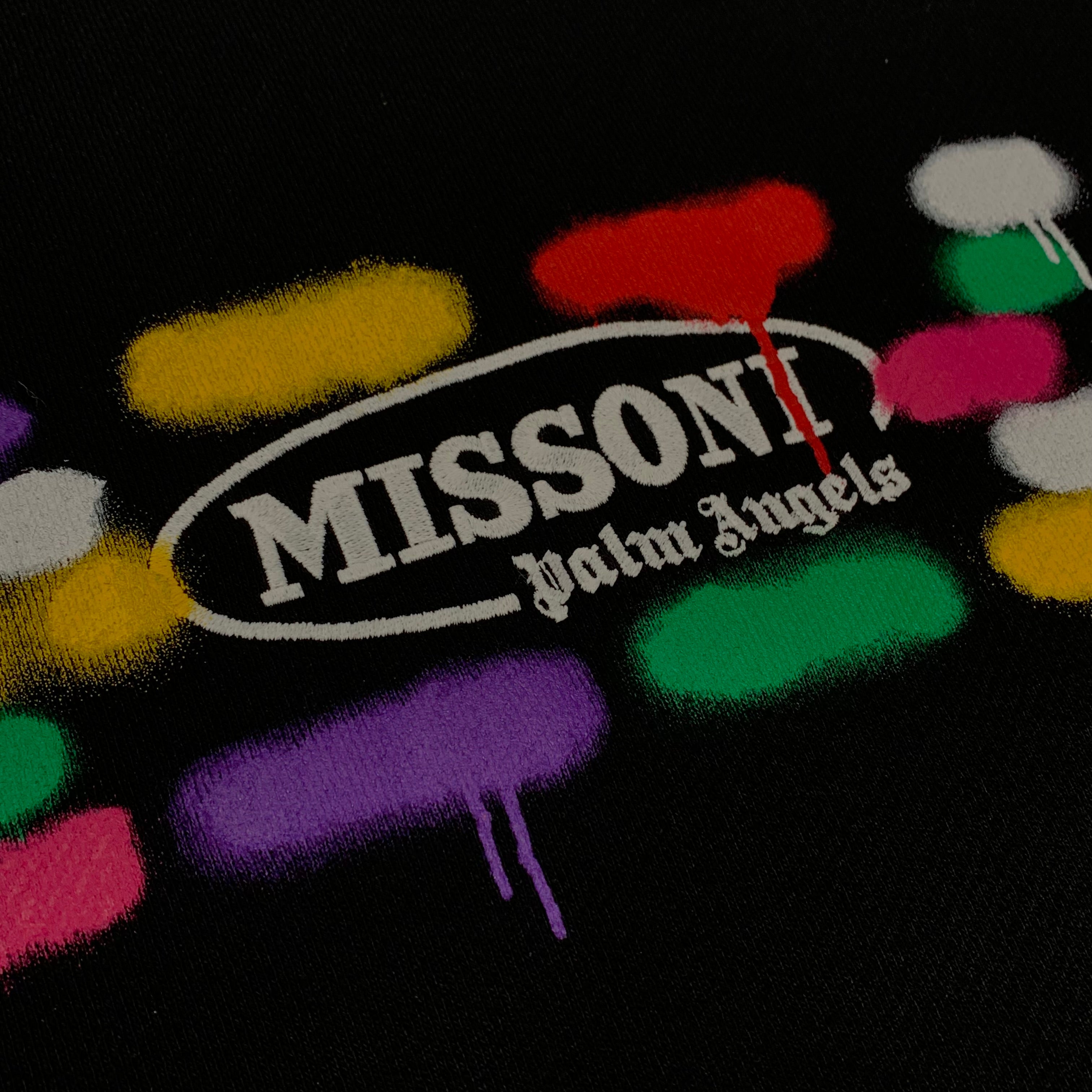 Palm Angels Large Sweatshirt Missoni Sprayed Black Sweatshirt Crewneck
