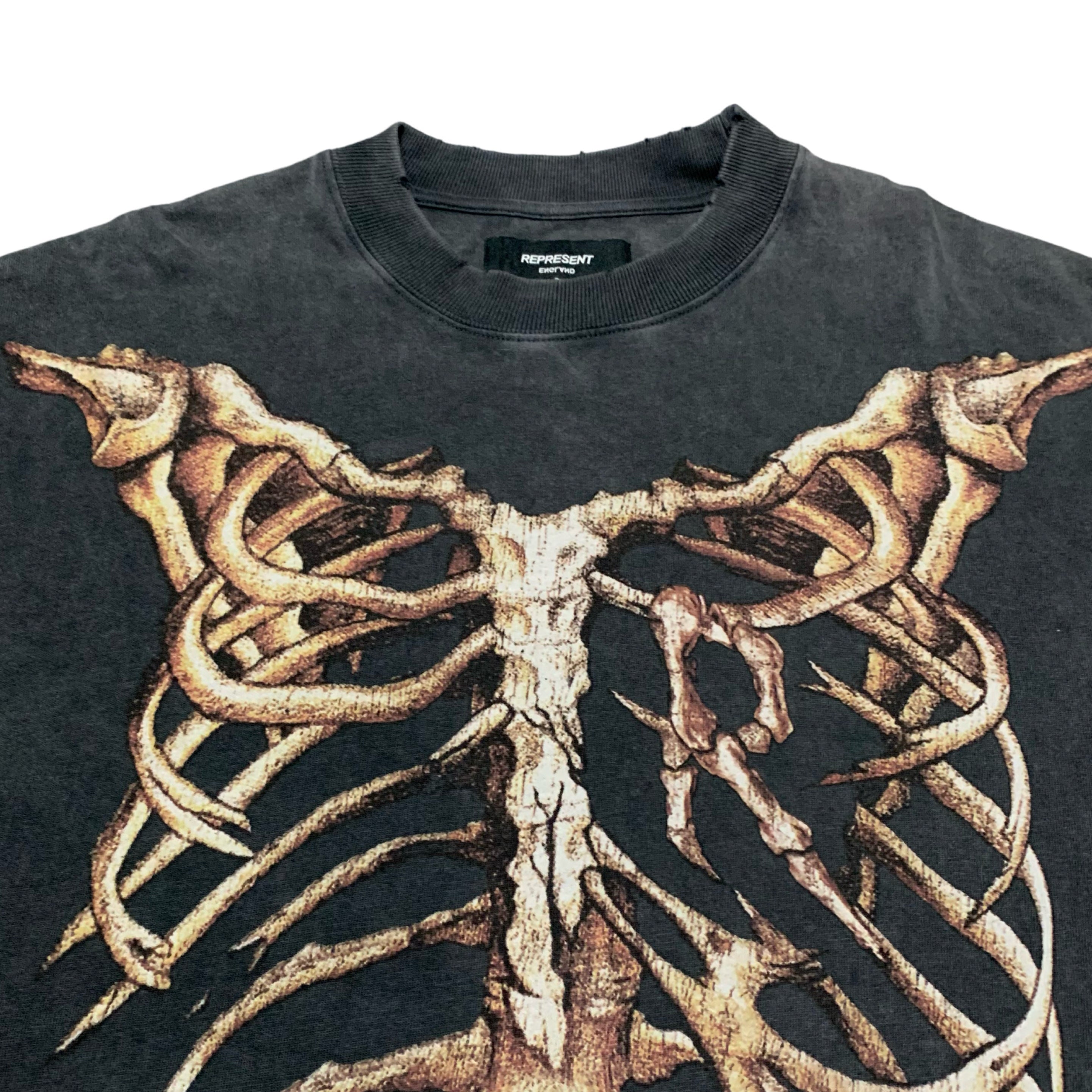 Represent Small Bones Vintage Grey Tee Skeleton