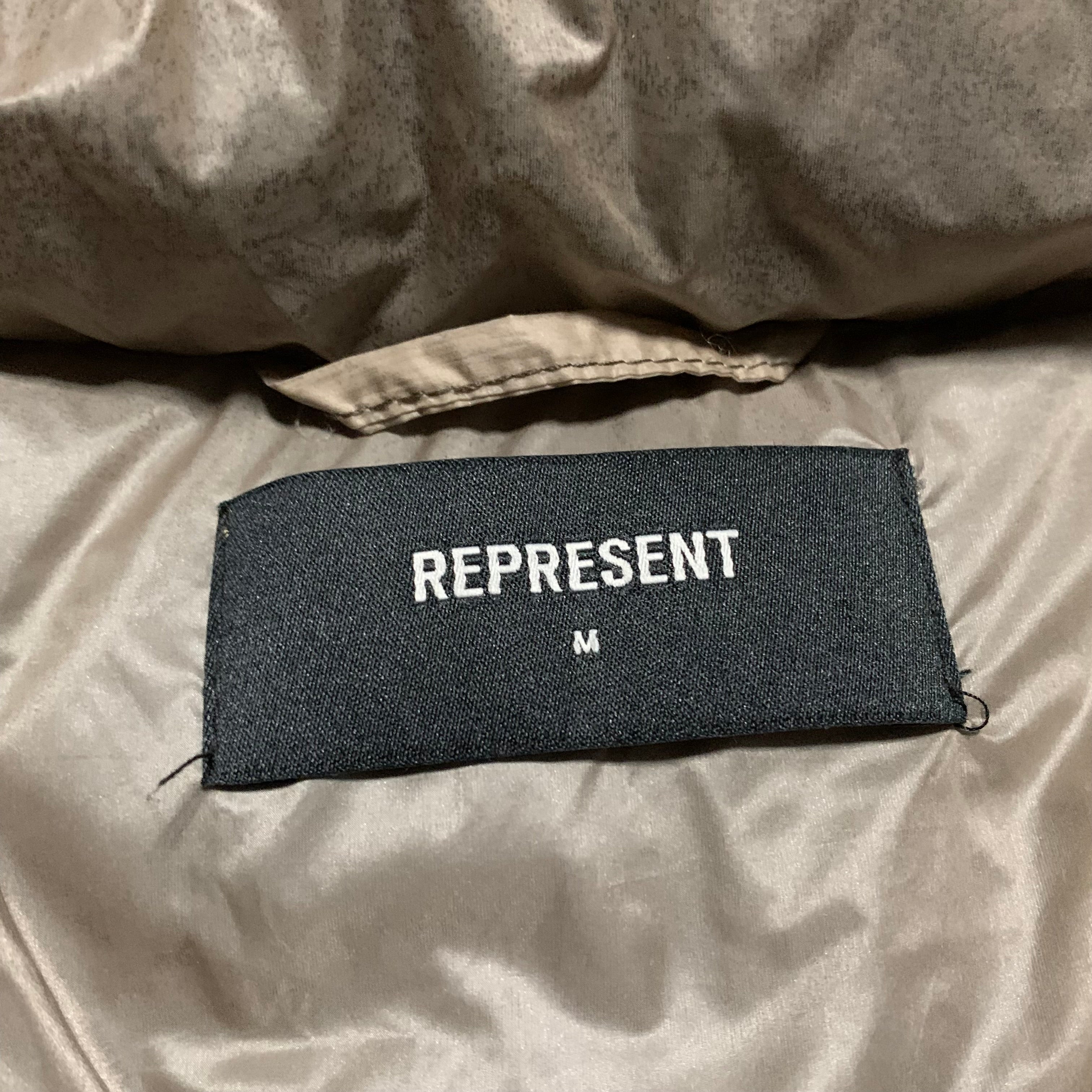 Represent Medium Puffer Jacket Beige Taupe White Coat