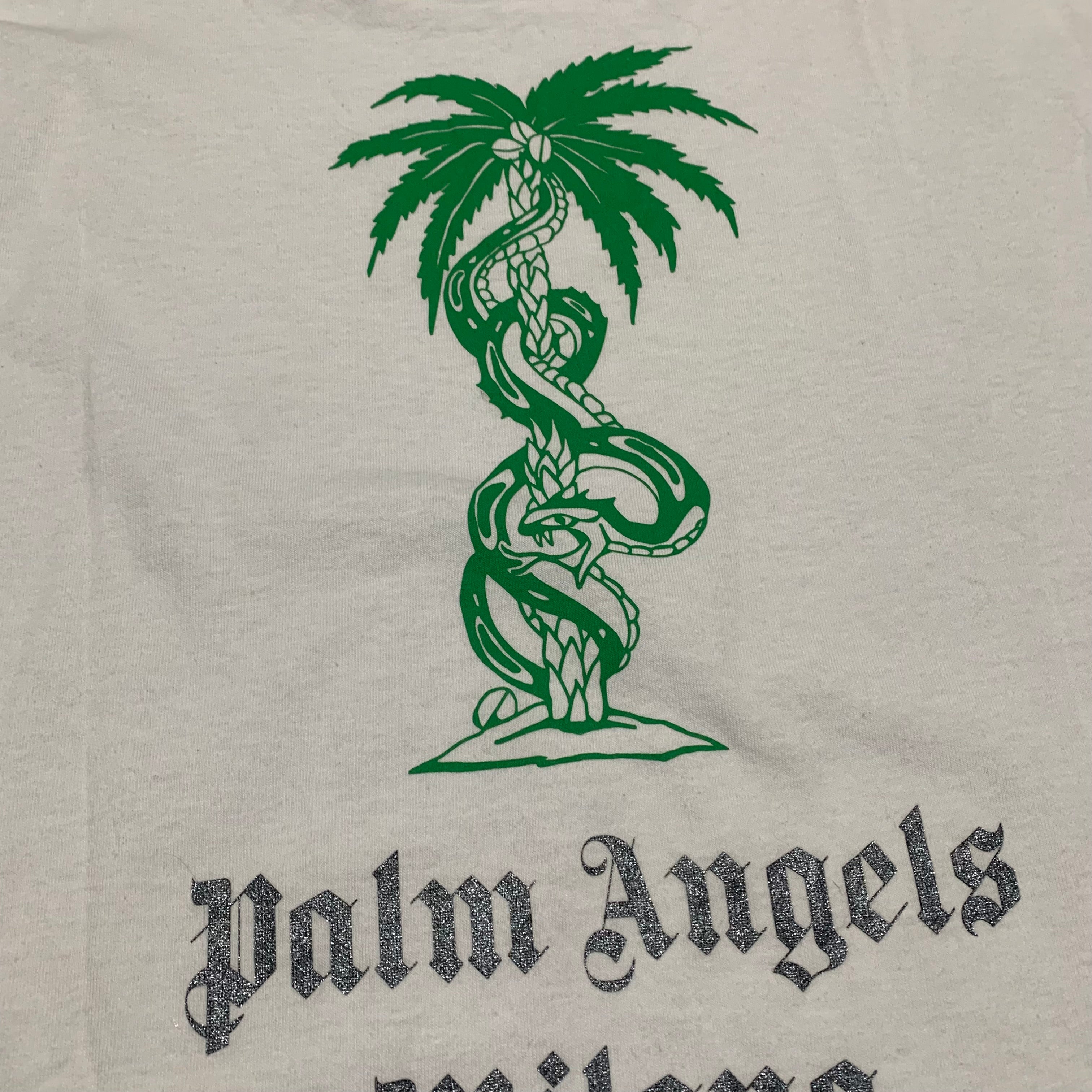 Palm Angels Medium Milano Snake Graphic White Tee