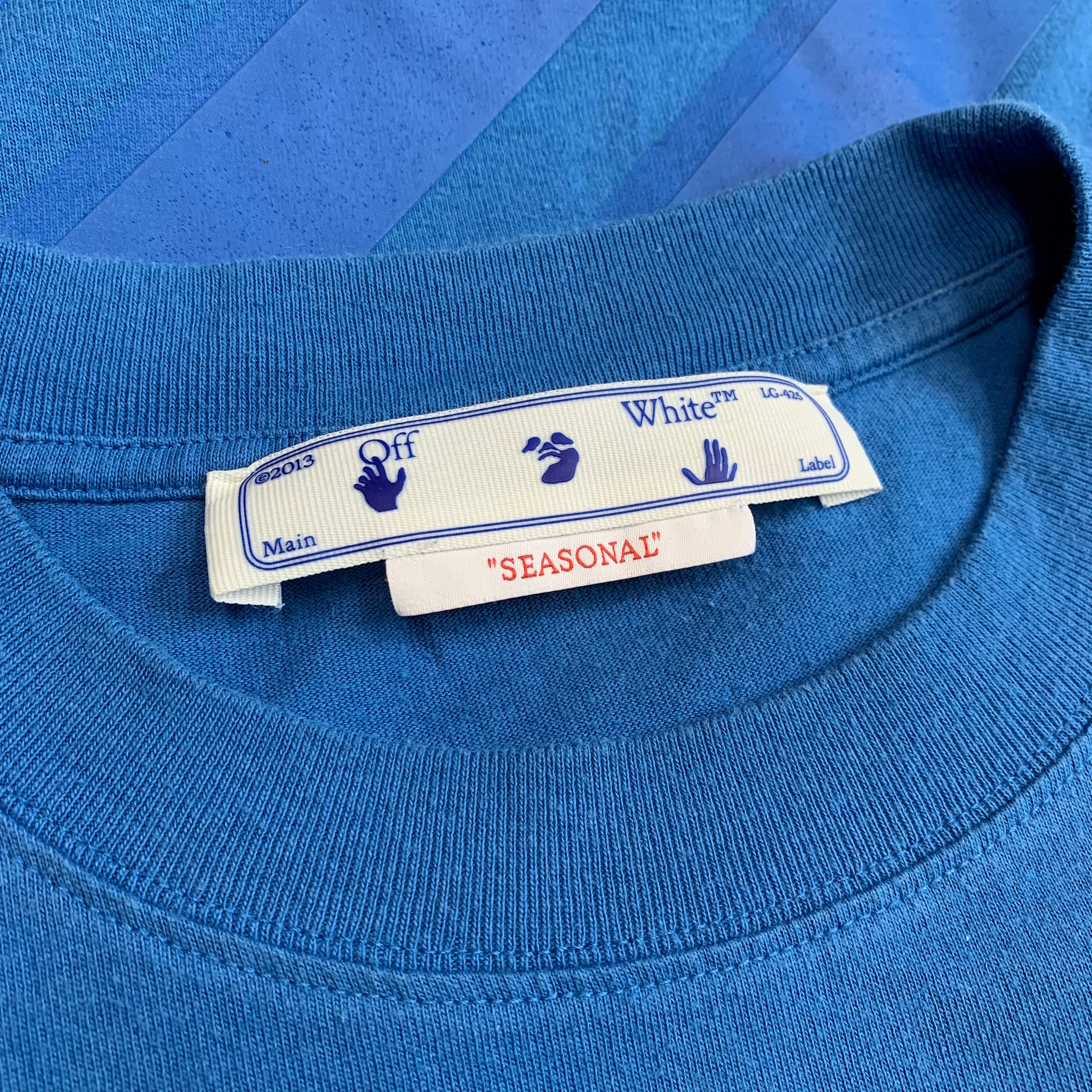 Off White Medium Tee Diag Tab Blue T-Shirt Virgil Abloh