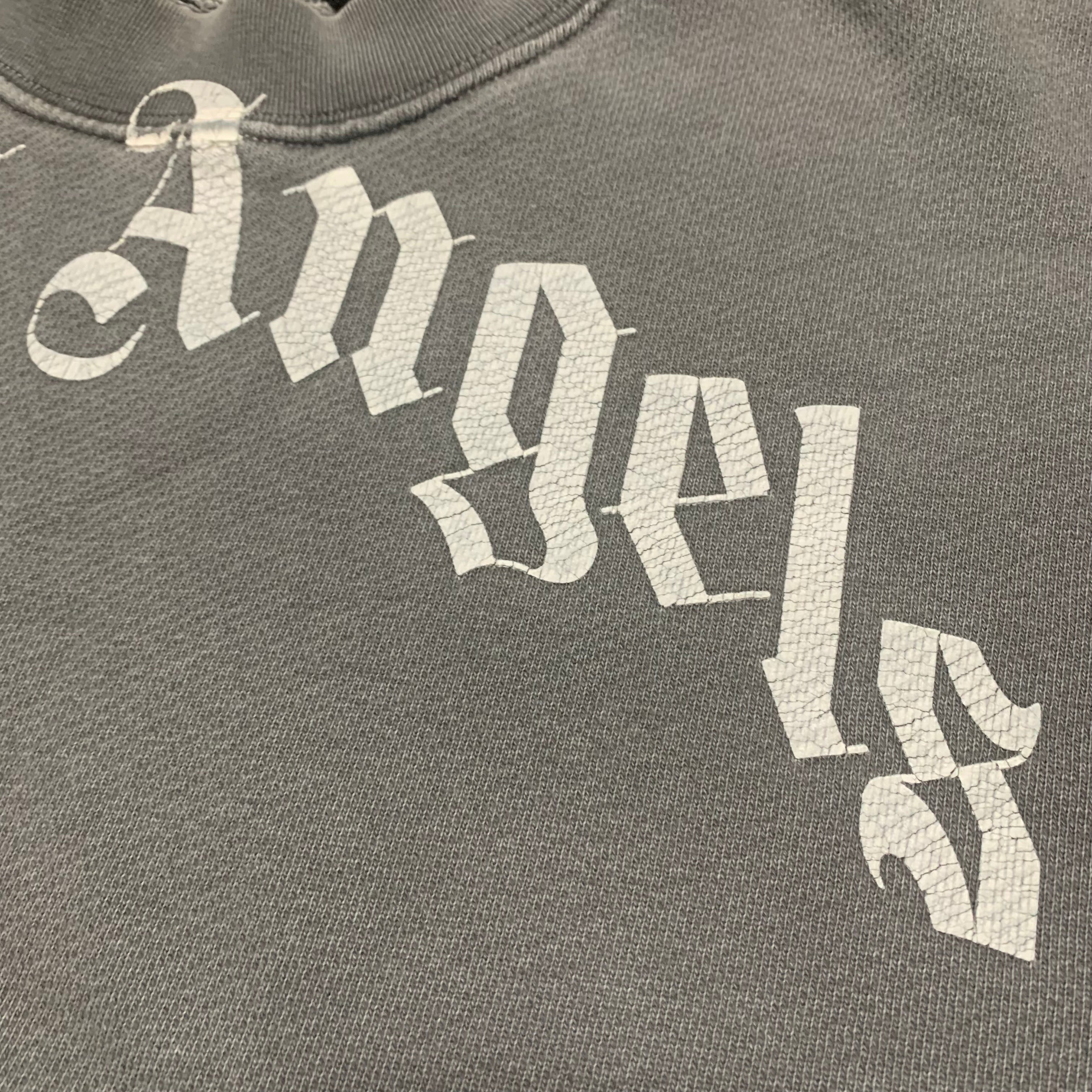 Palm Angels Medium Curved Logo Grey Sweatshirt Crewneck