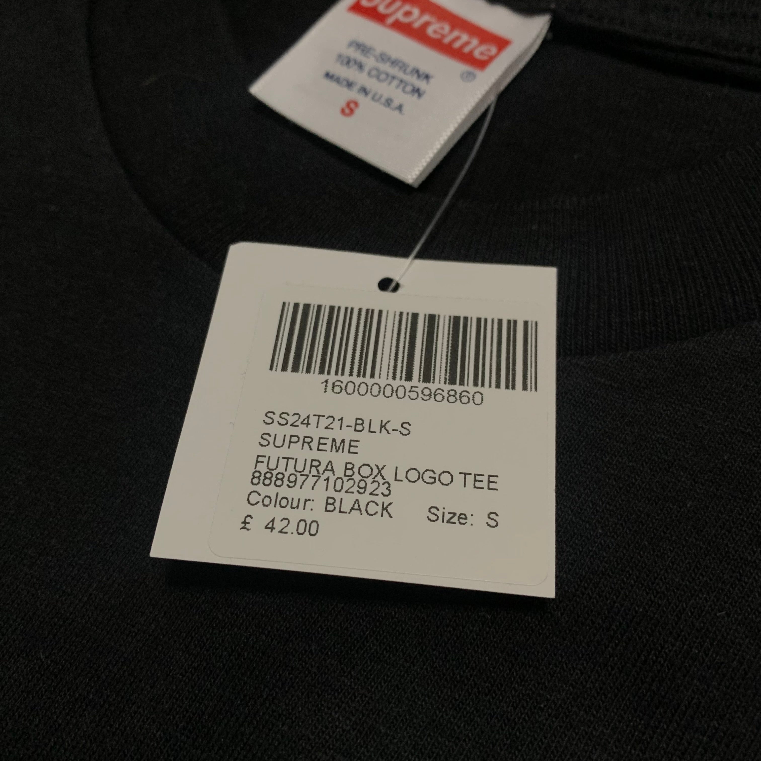 Supreme Small Futura Box Logo Black Tee 2024
