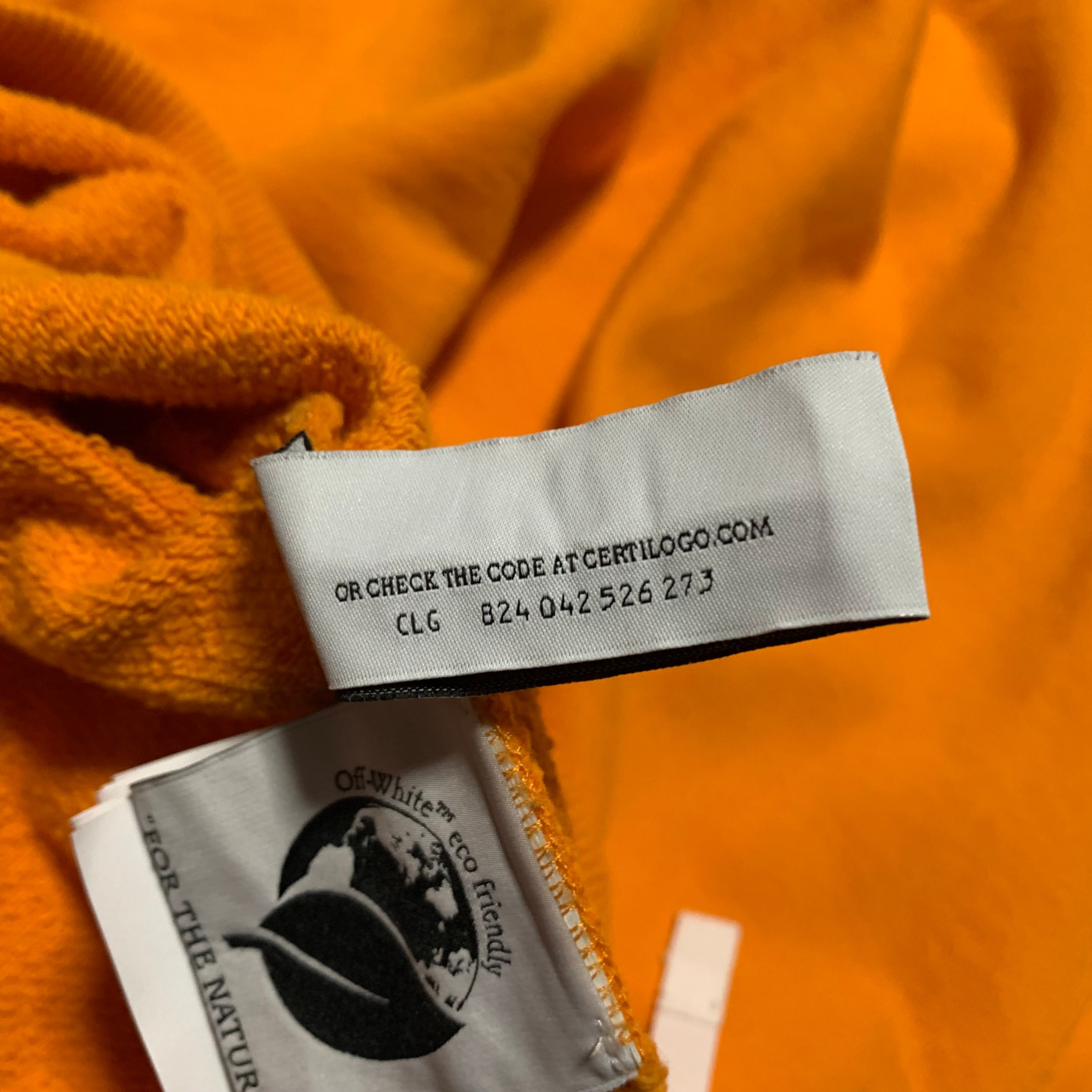 Off White Medium Underline Logo Orange Hoodie Virgil Abloh