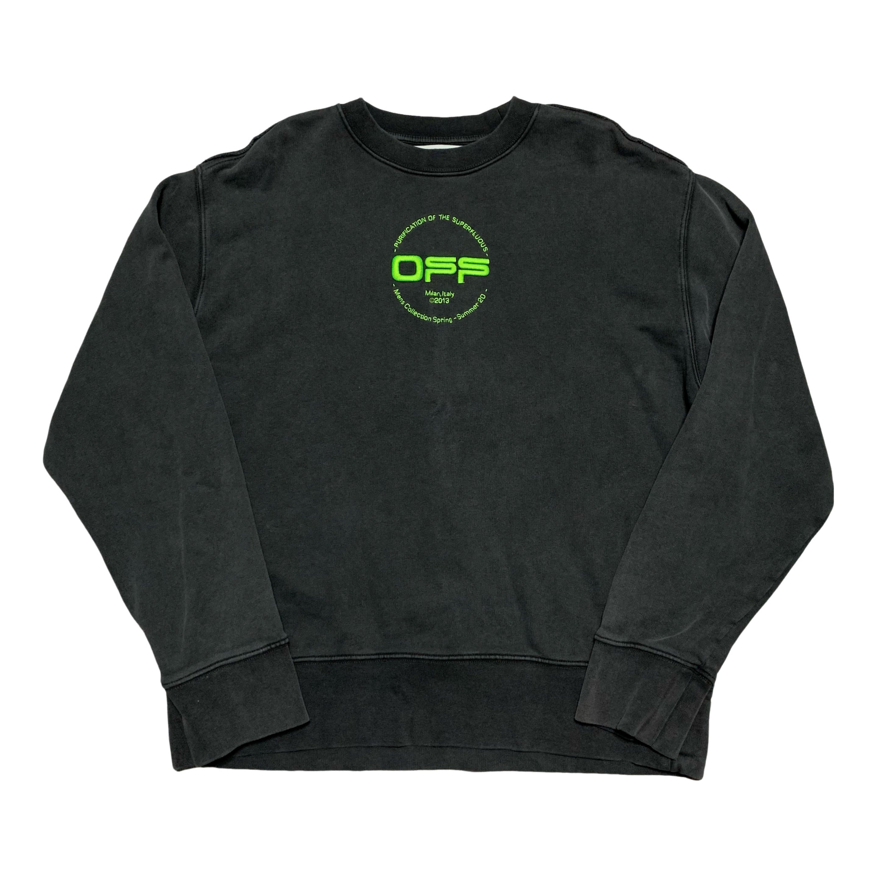 Off White Medium Hand Logo Off Black Sweatshirt Crewneck Virgil Abloh