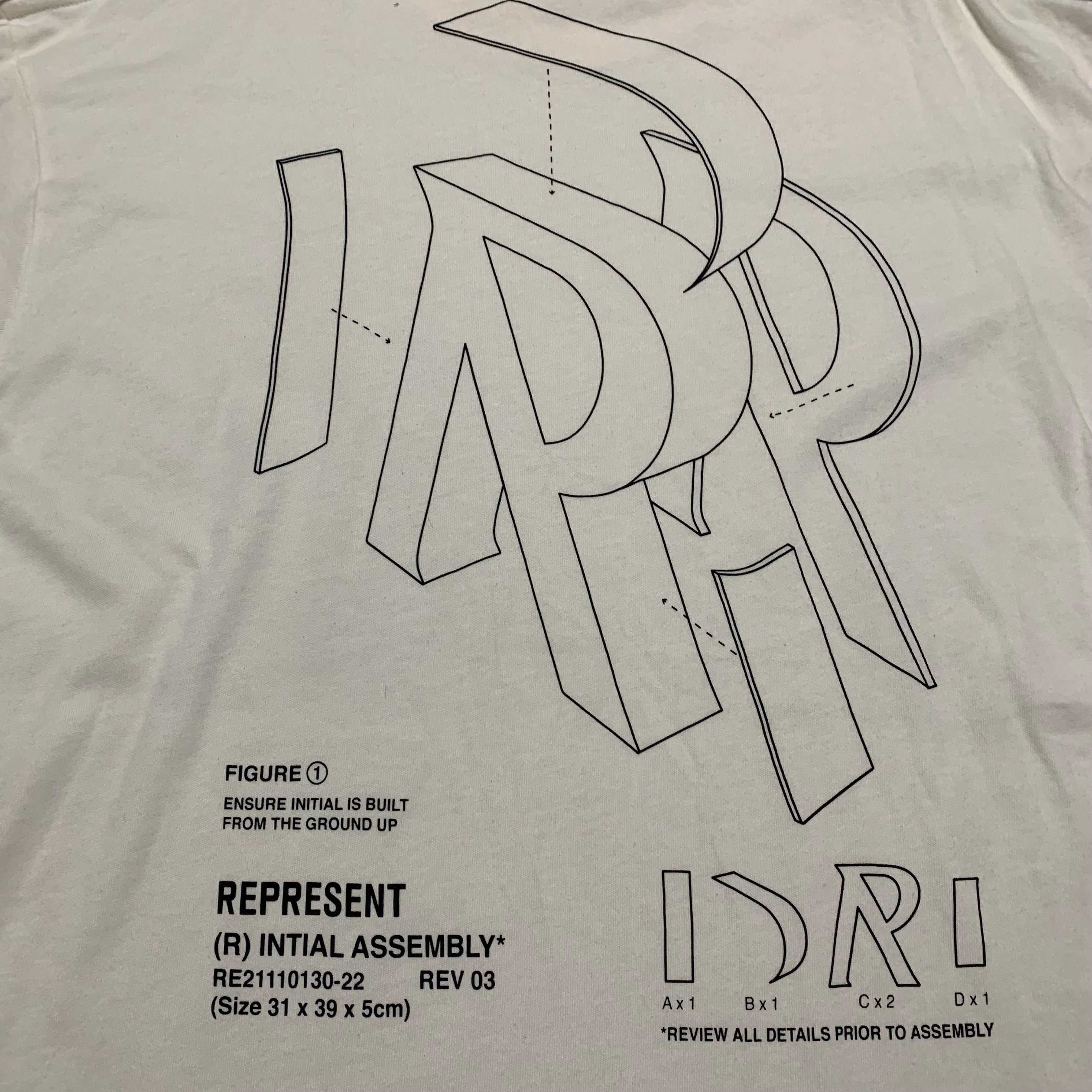 Represent Large Initial Assembly Flat White Tee