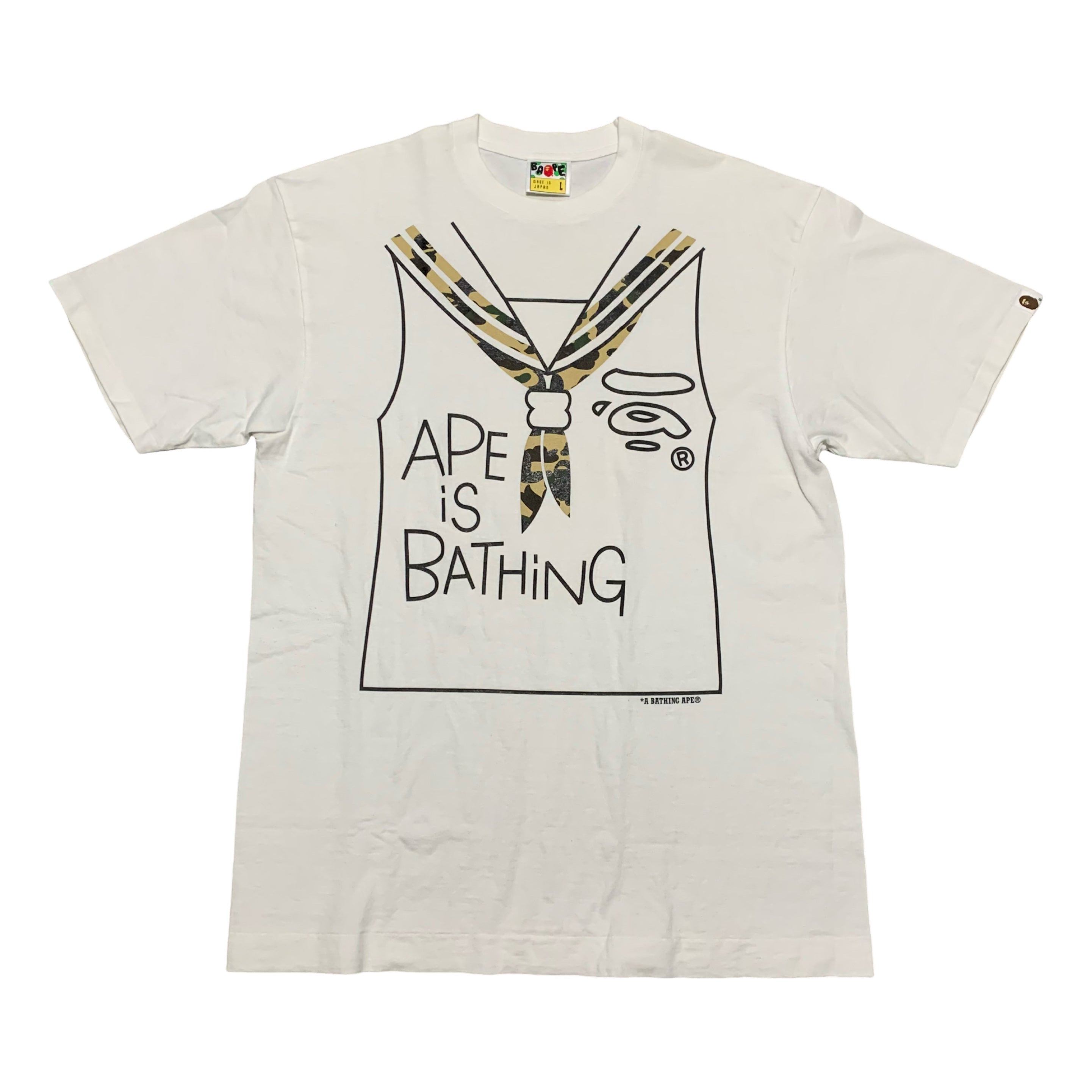 Bape Large 1st Camo Tie Graphic White Tee A Bathing Ape 2009