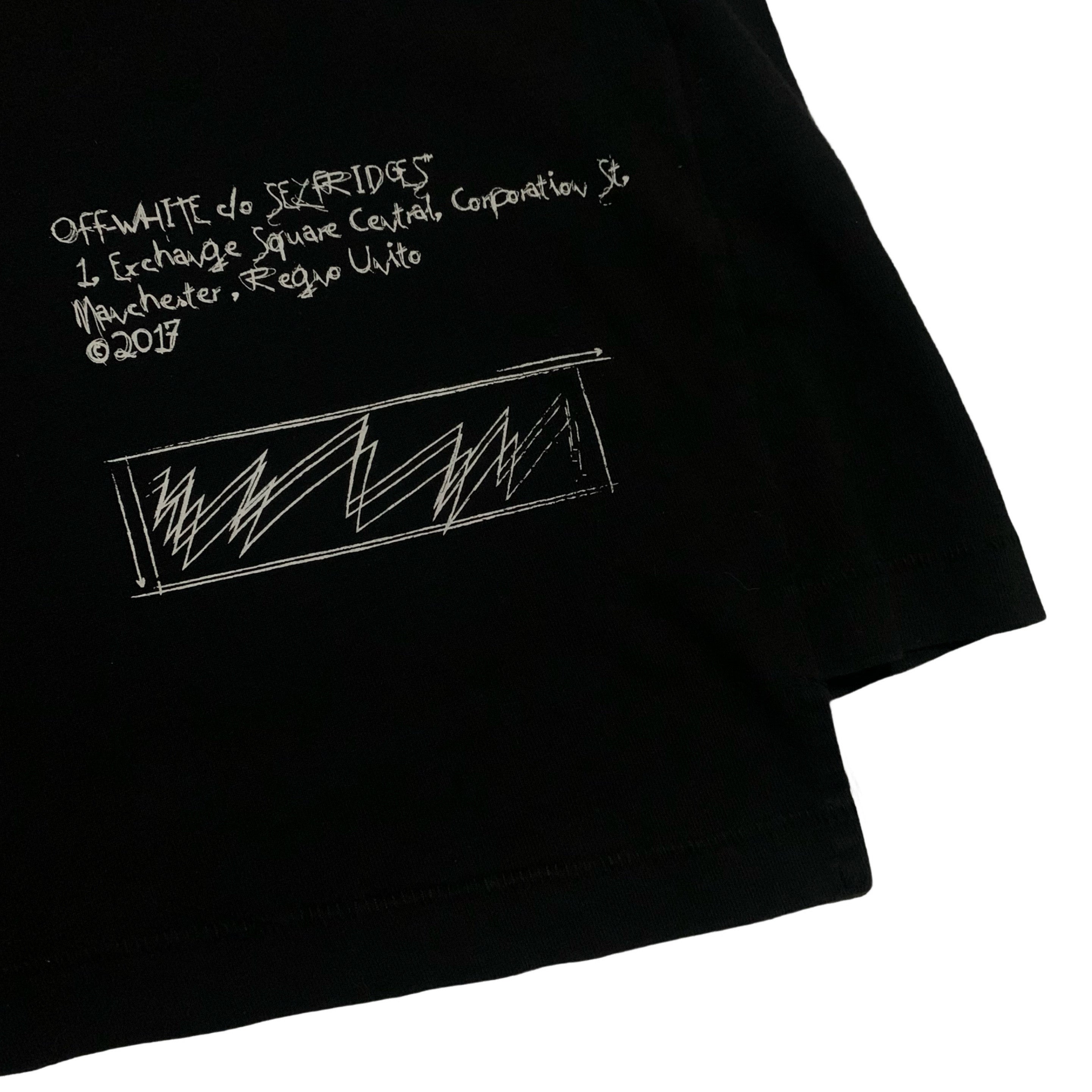 Off White XS Manchester Black Tee Virgil Abloh Selfridges Exclusive 2018 (OMAA032S18185117)