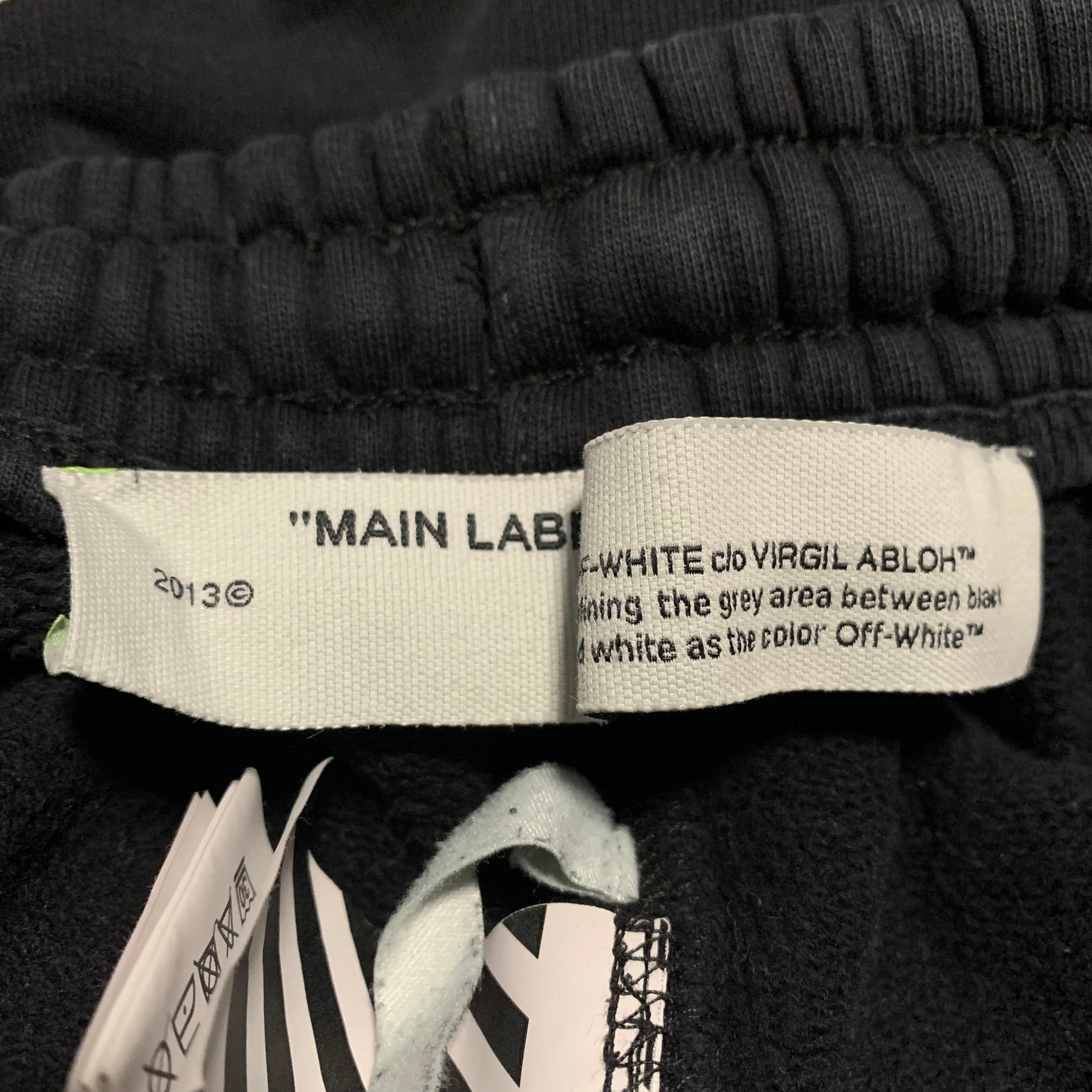 Off White Medium Shorts Airport Diag Black Joggers Bottoms Virgil Abloh