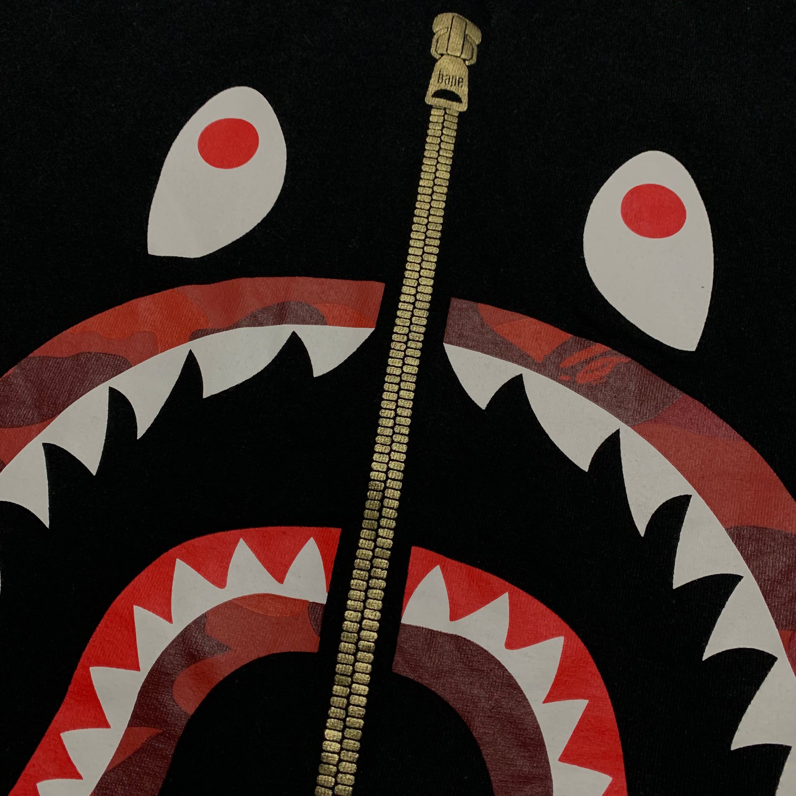 Bape Large Shark Red Camo Black Tee A Bathing Ape
