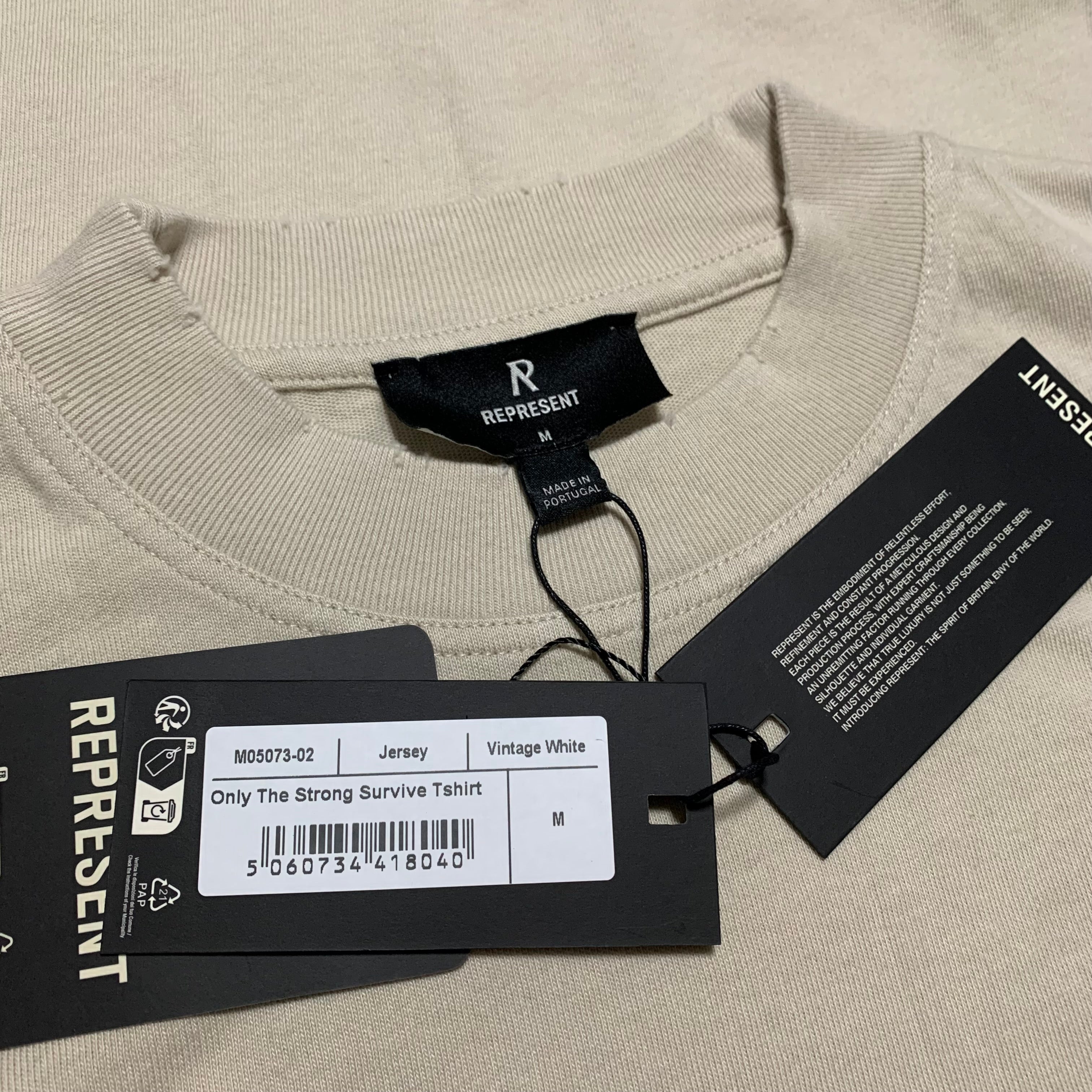 Represent Medium Only The Strong Survive Vintage White Tee Shark Graphic