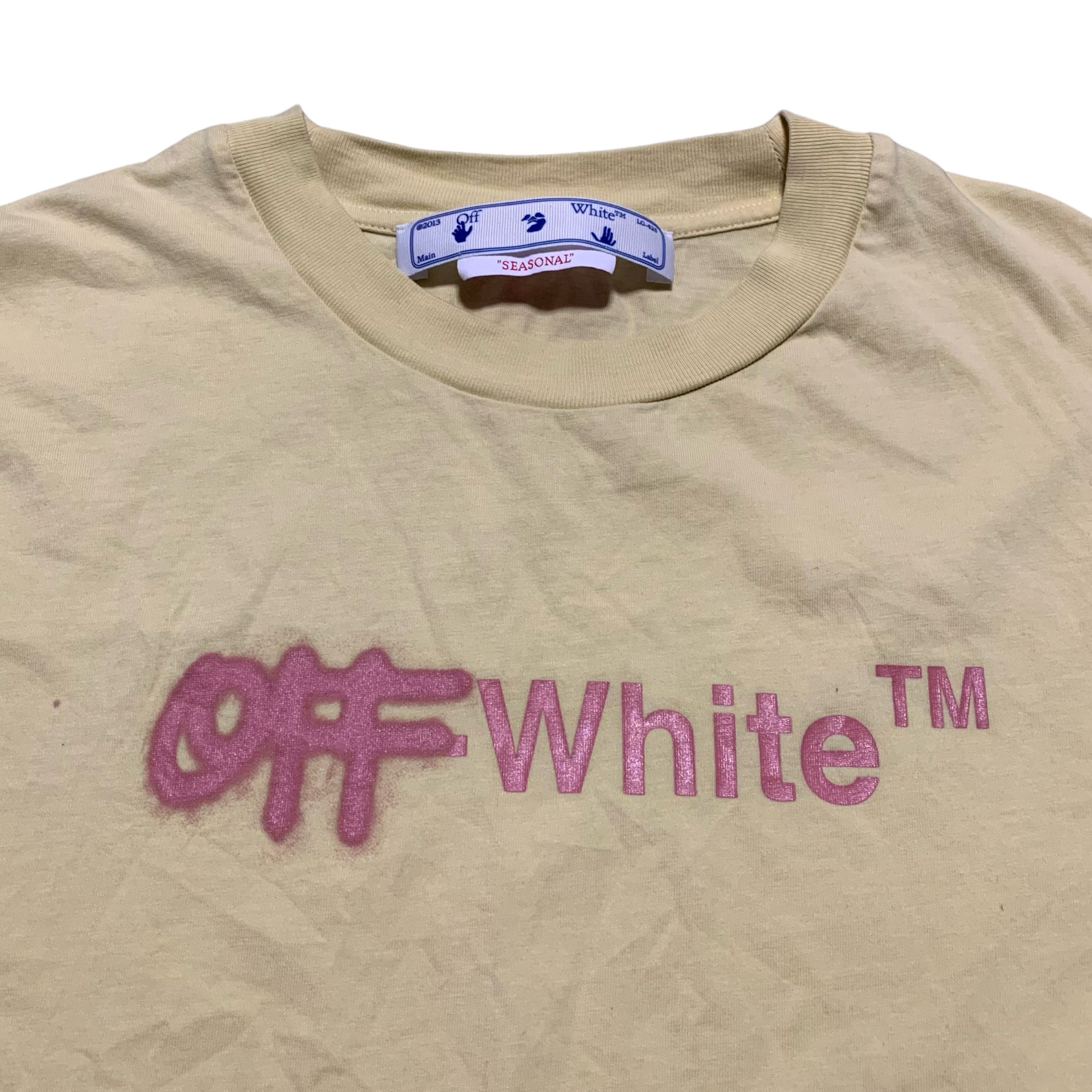Off White Medium Spray Yellow Tee Virgil Abloh (OWAA089F22JER007)