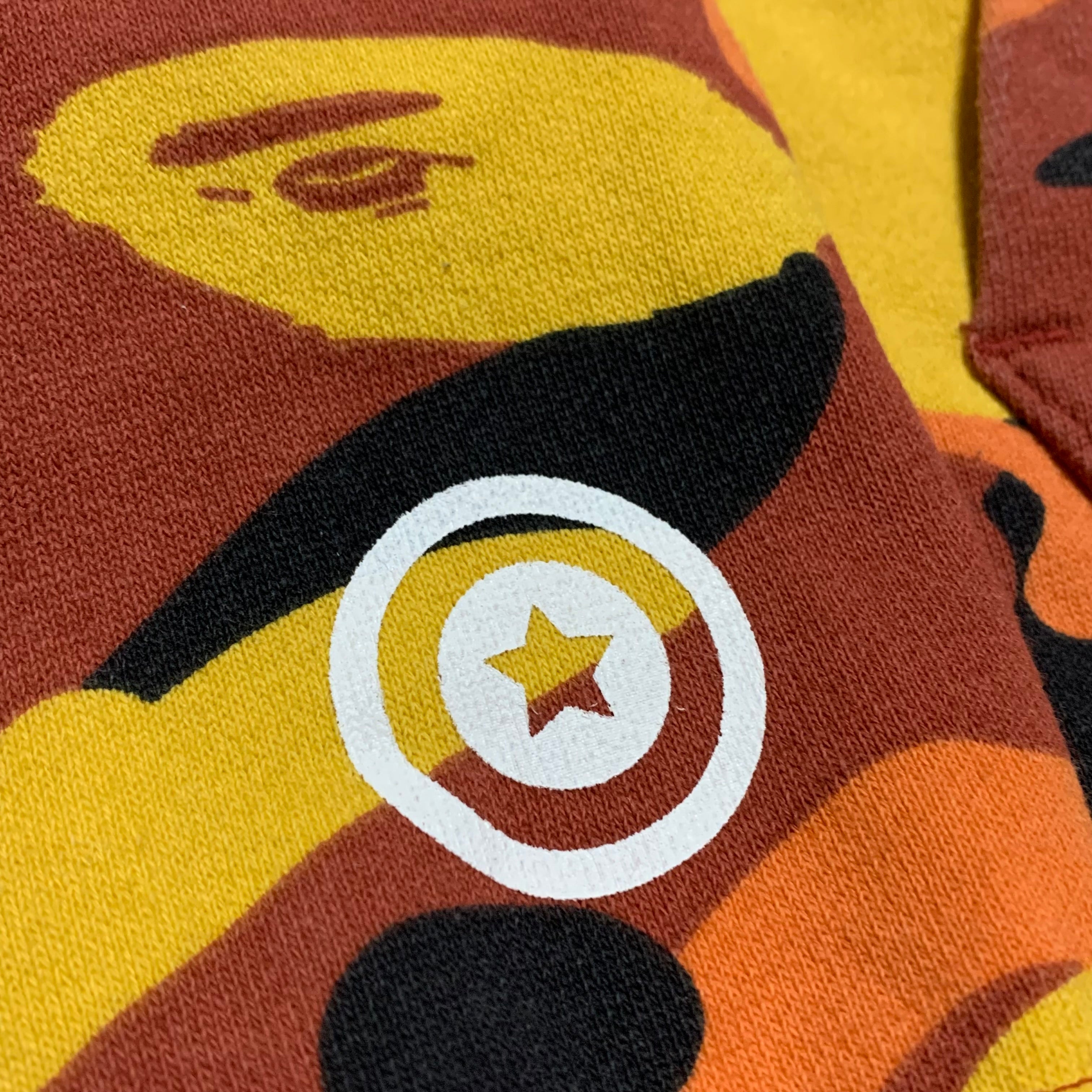 Bape Large Shark Orange Camo Full Zip Hoodie A Bathing Ape