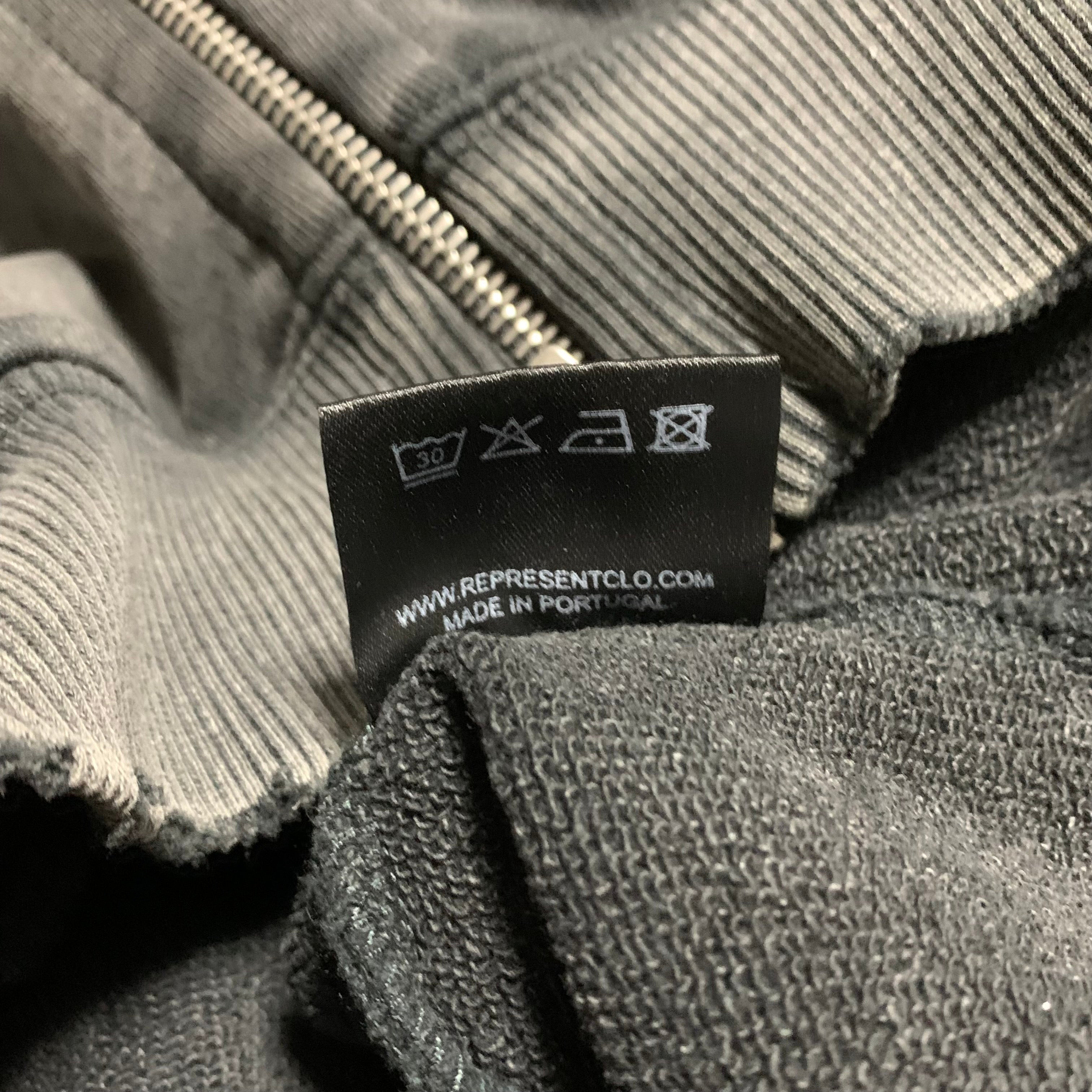 Represent Small Blanks Hoodie Zip Vintage Grey Distressed