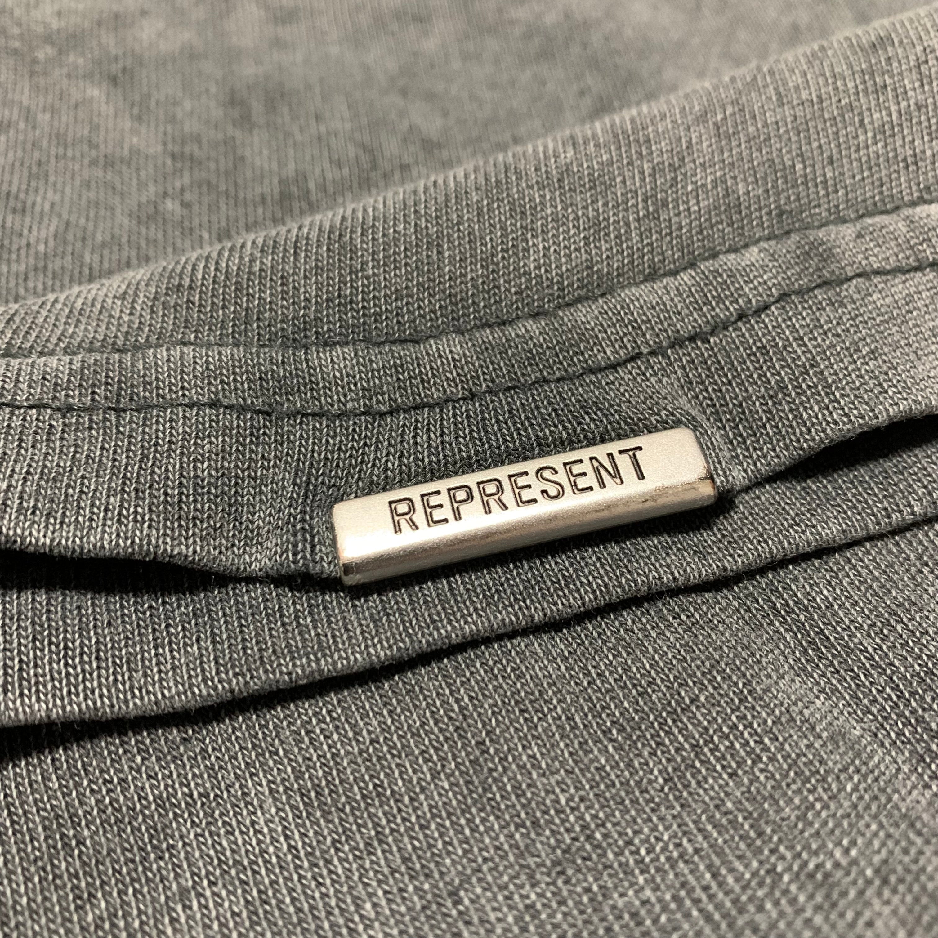 Represent Large Embroidered Vintage Grey Tee