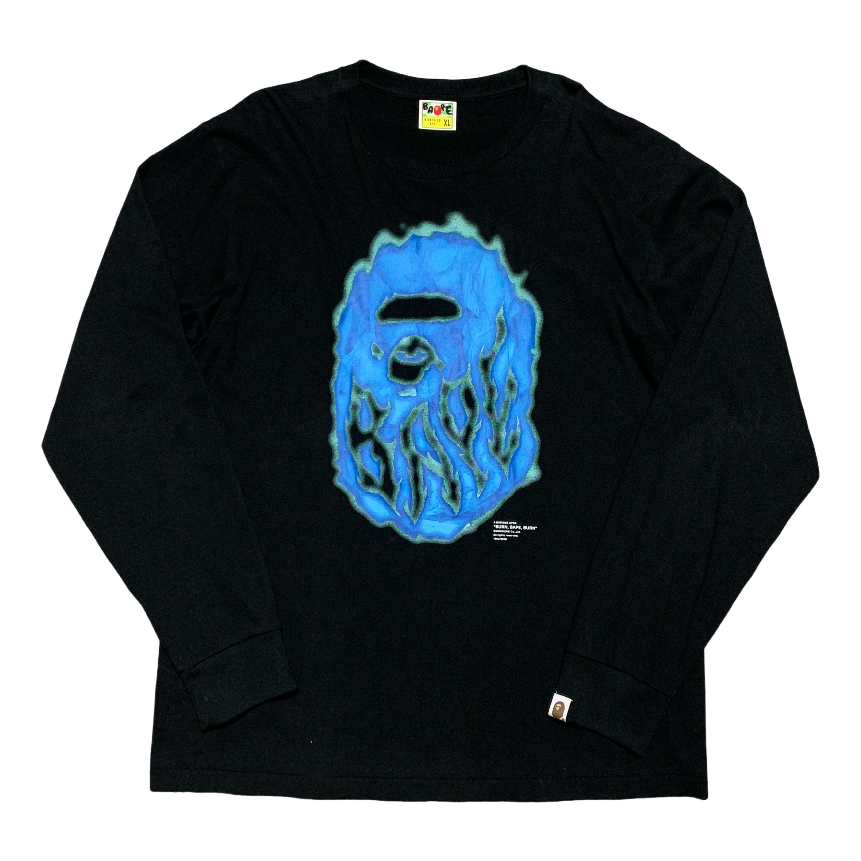 Bape XL Burn Ape Head Black Long Sleeve Tee