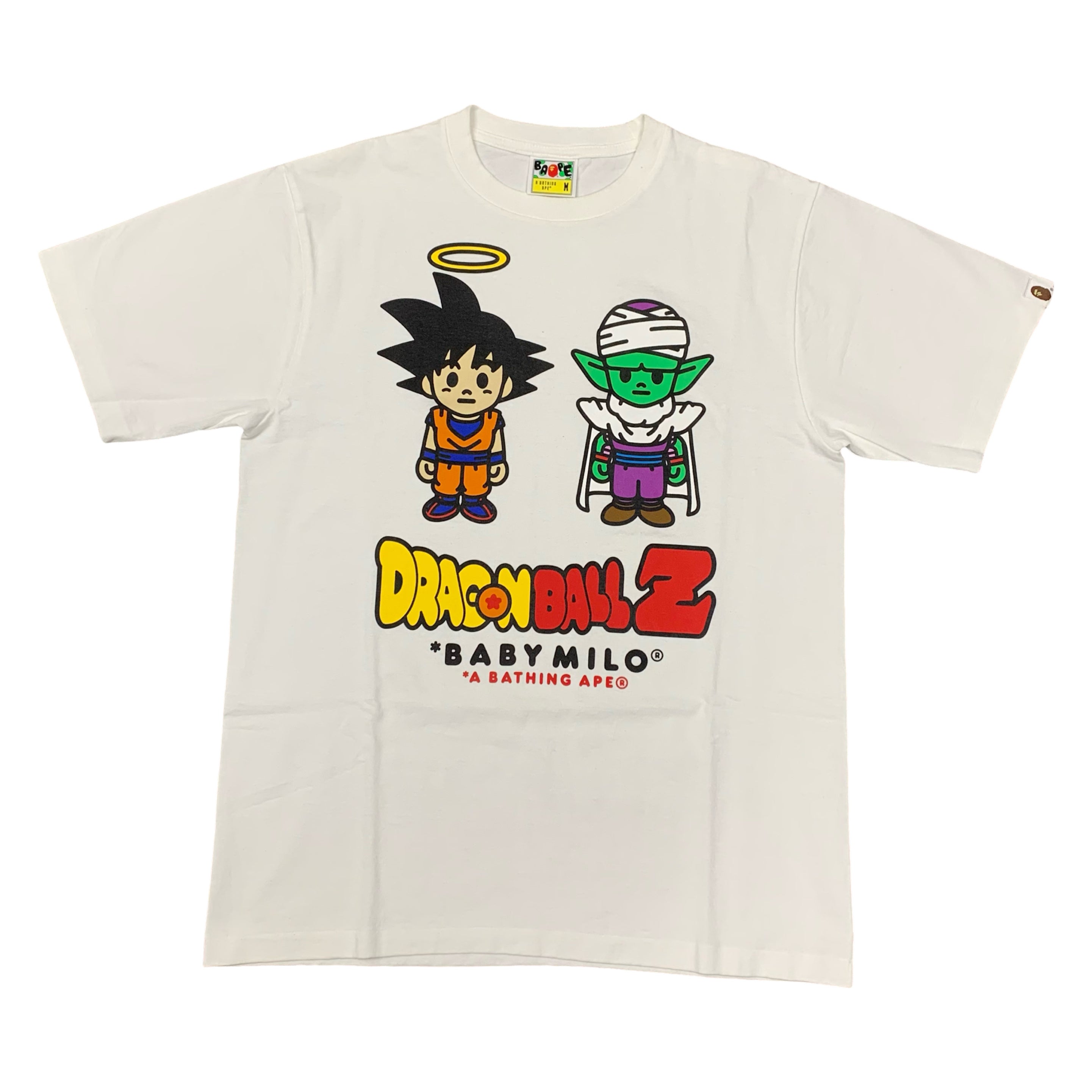 Bape Medium Tee Dragon Ball Z Son Goku & Piccolo Baby Milo White T-Shirt A Bathing Ape