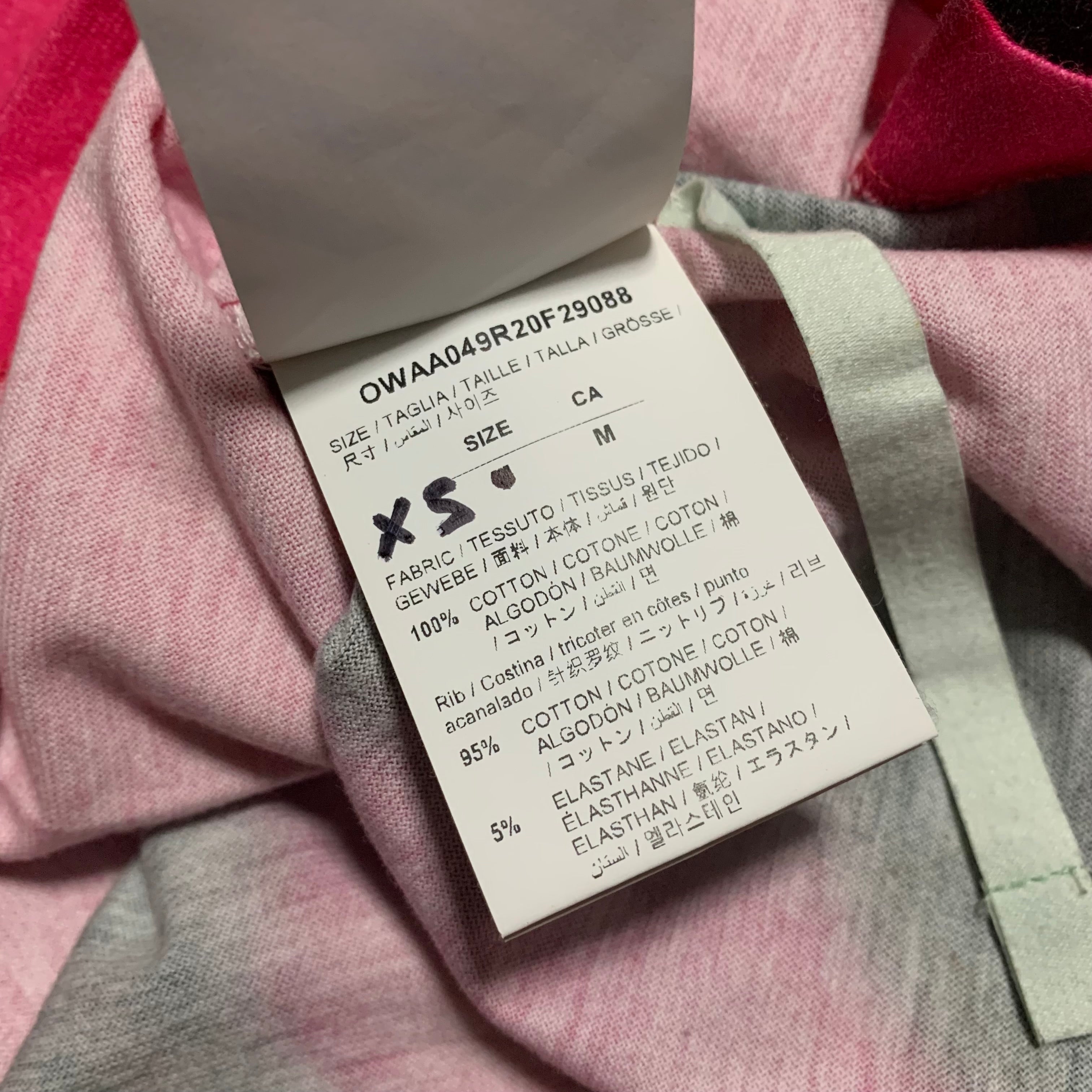 Off White XS Pink Tie Dye Black Tee Virgil Abloh