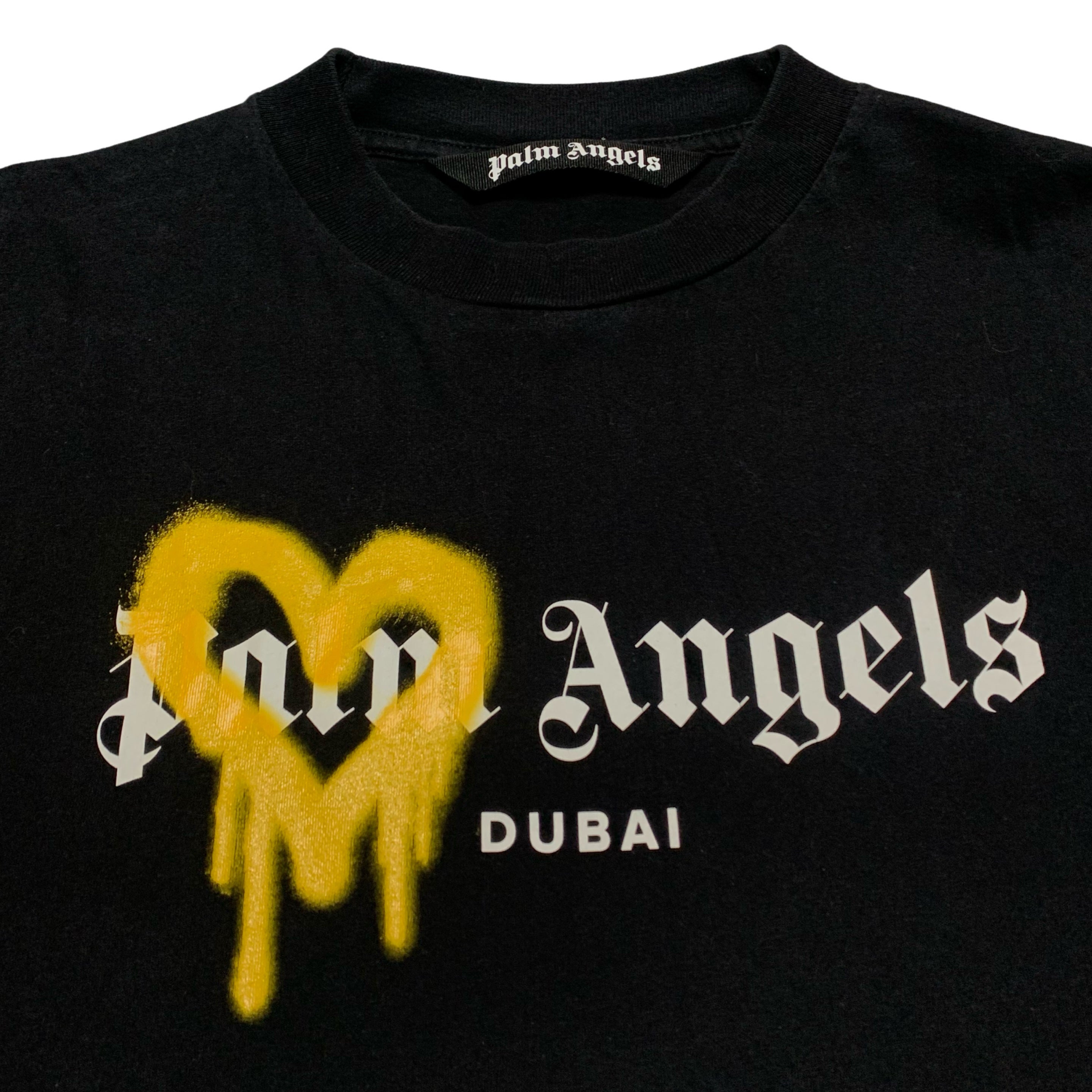 Palm Angels Large Dubai Sprayed Heart Black Tee