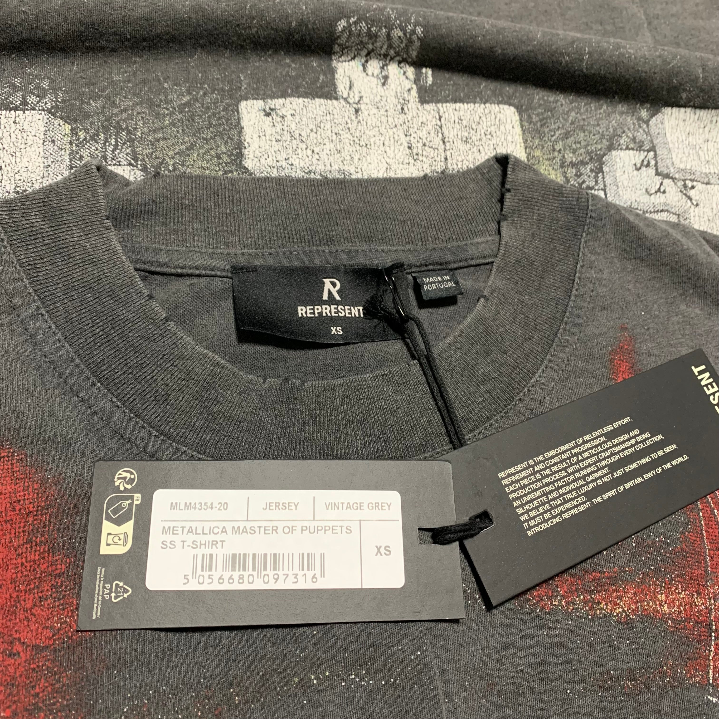 Represent XS Metallica Master Of Puppets Vintage Grey Tee
