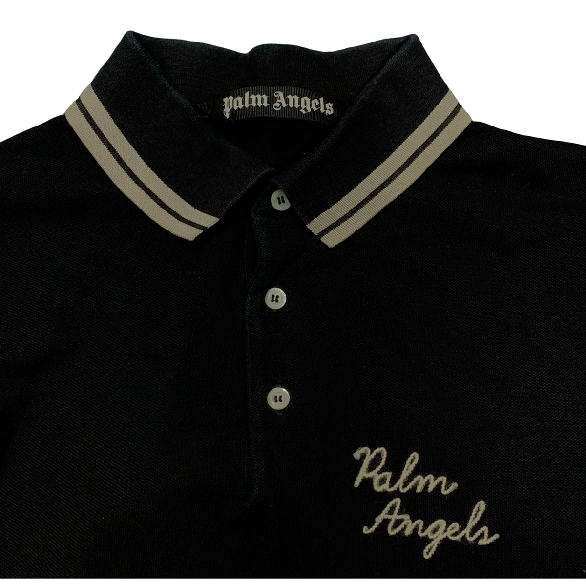 Palm Angels Medium Polo Shirt Classic Black Stripe Polo Top