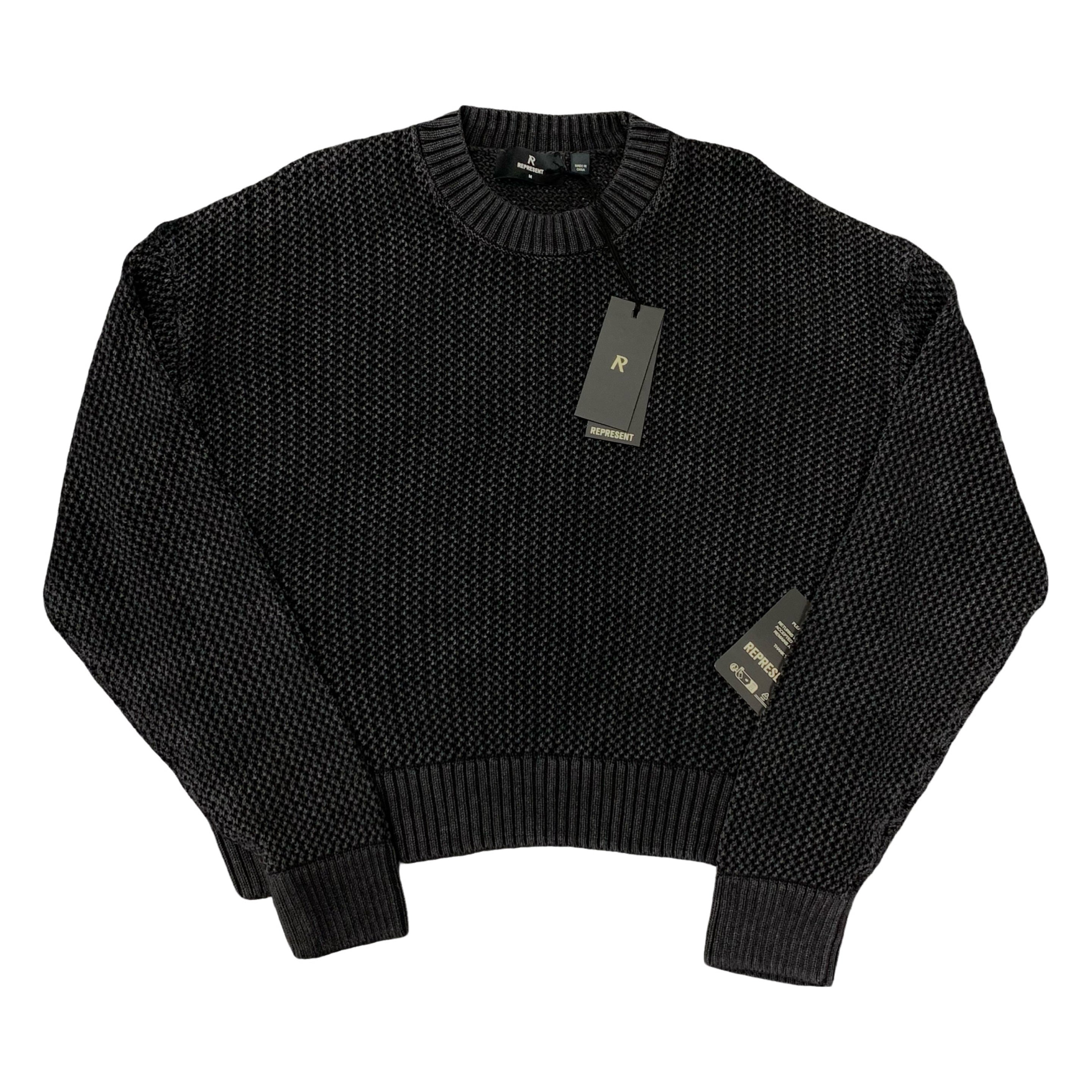 Represent Medium Sweater Open Gauge Knit Jet Black Sweater (RRP £170)
