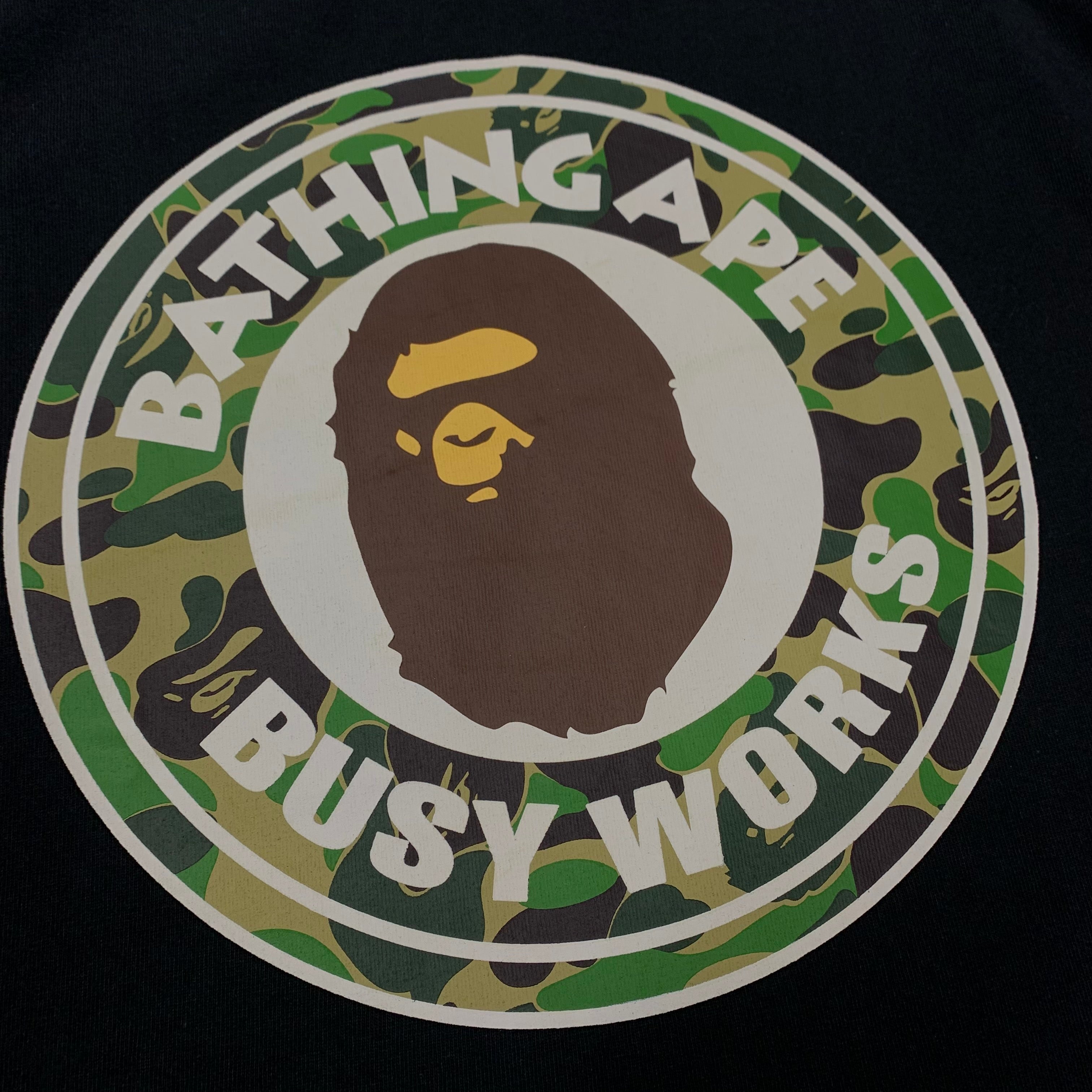 Bape Medium Tee Busy Works Green ABC Black T-Shirt A Bathing Ape