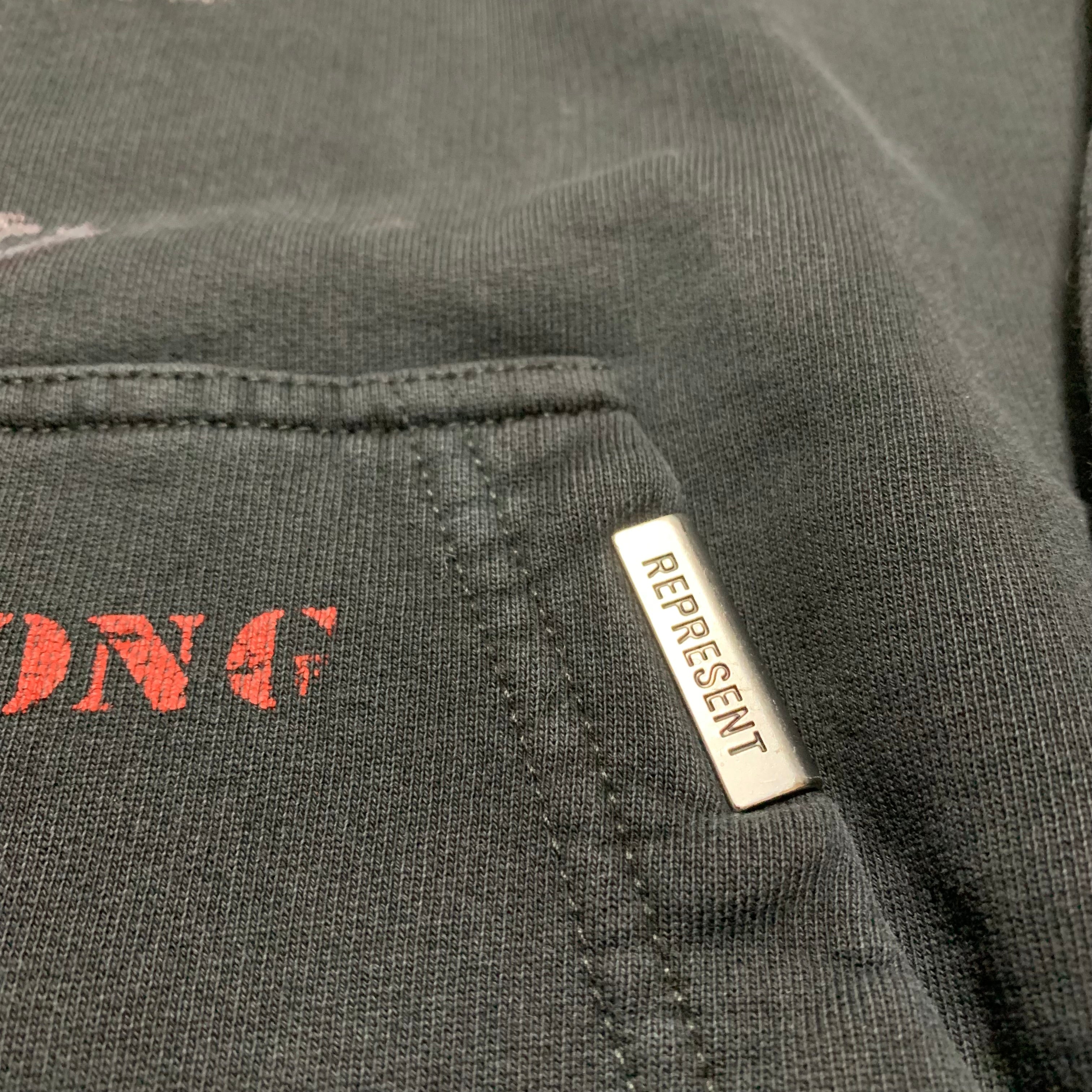 Represent XS Only The Strong Survive Vintage Black Hoodie Shark