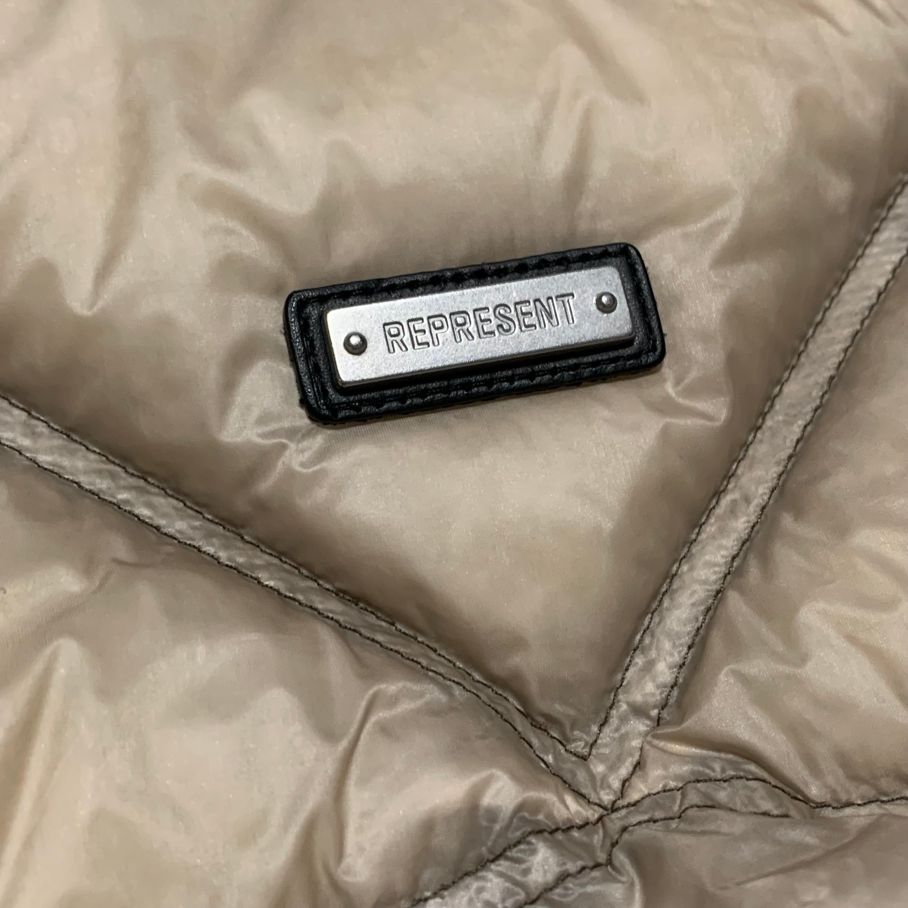 Represent Medium Puffer Jacket Beige Taupe White Coat