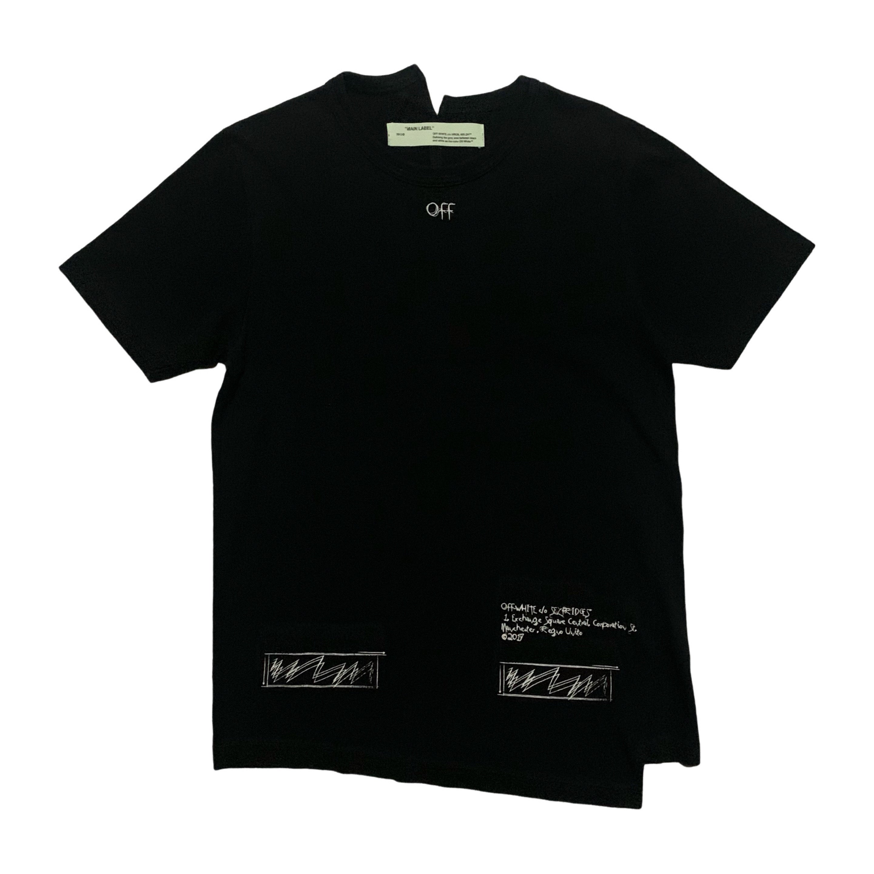 Off White XS Manchester Black Tee Virgil Abloh Selfridges Exclusive 2018 (OMAA032S18185117)