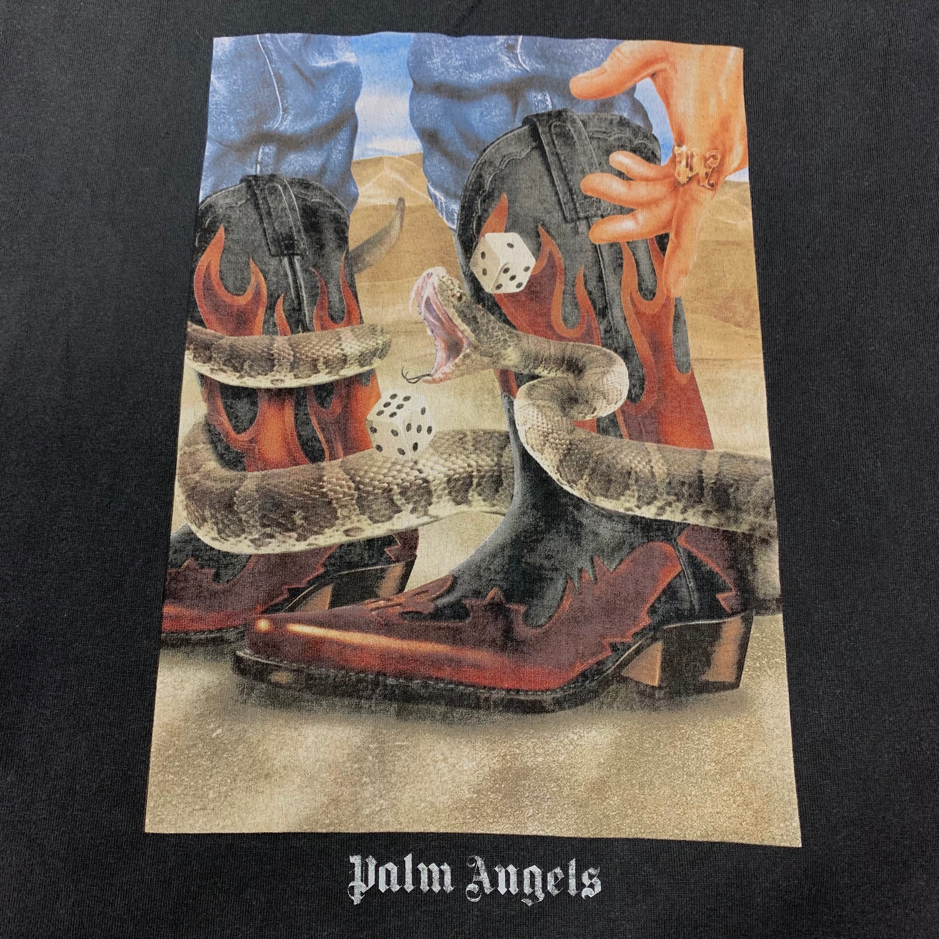 Palm Angels Small Tee Dice Game Classic Black T-Shirt Distressed