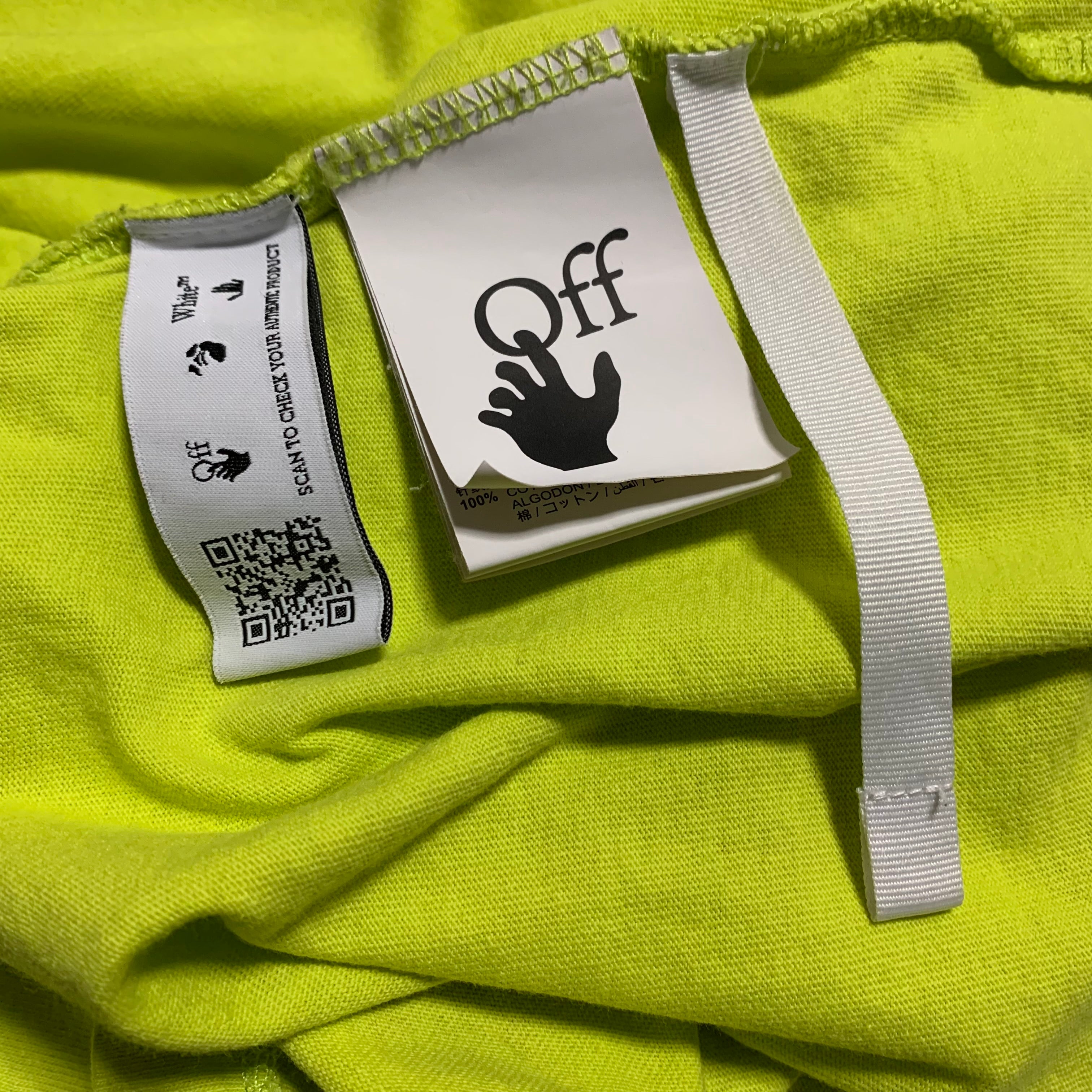 Off White Small Caravaggio Arrows Lime Yellow Tee Virgil Abloh