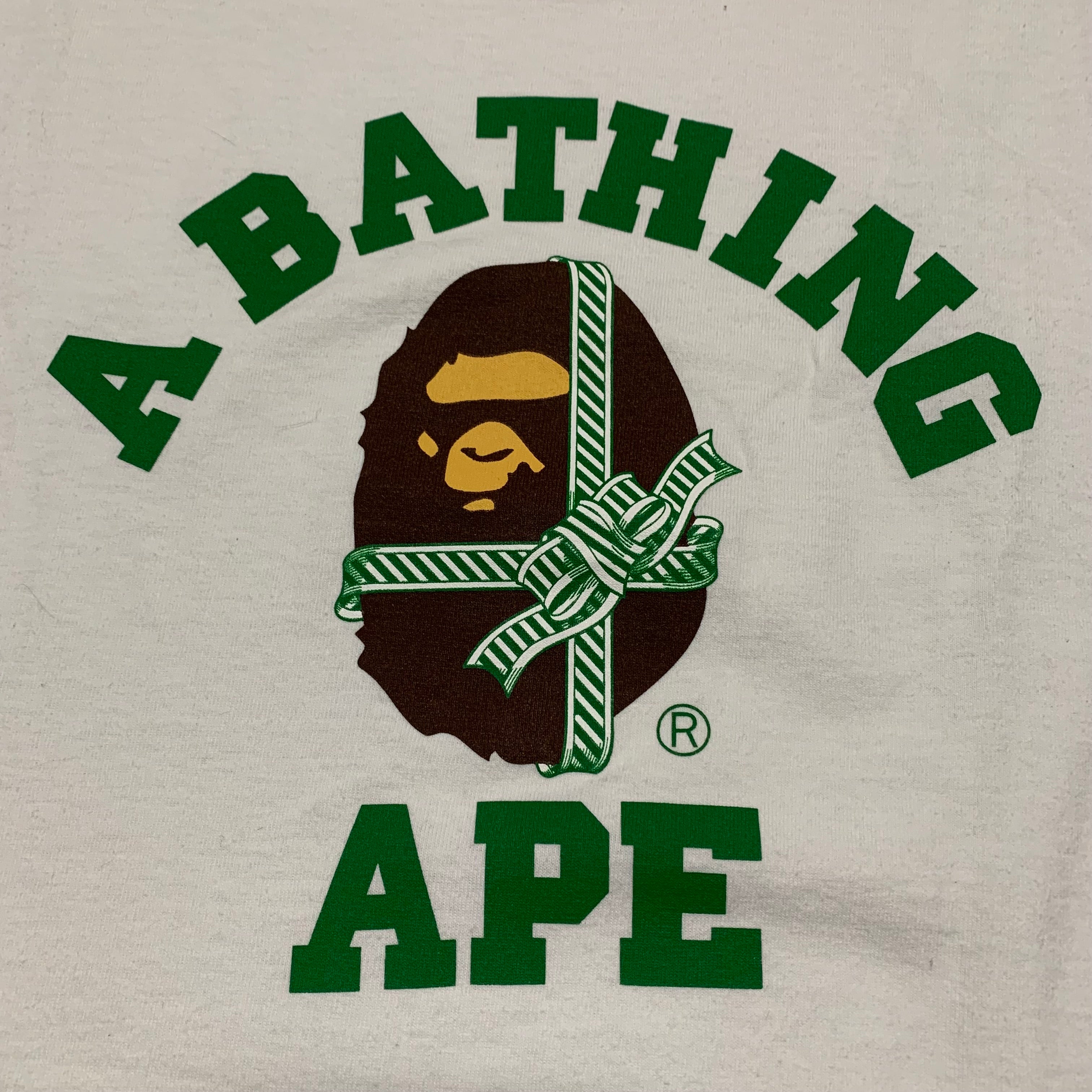 Bape Medium Christmas College White Tee A Bathing Ape