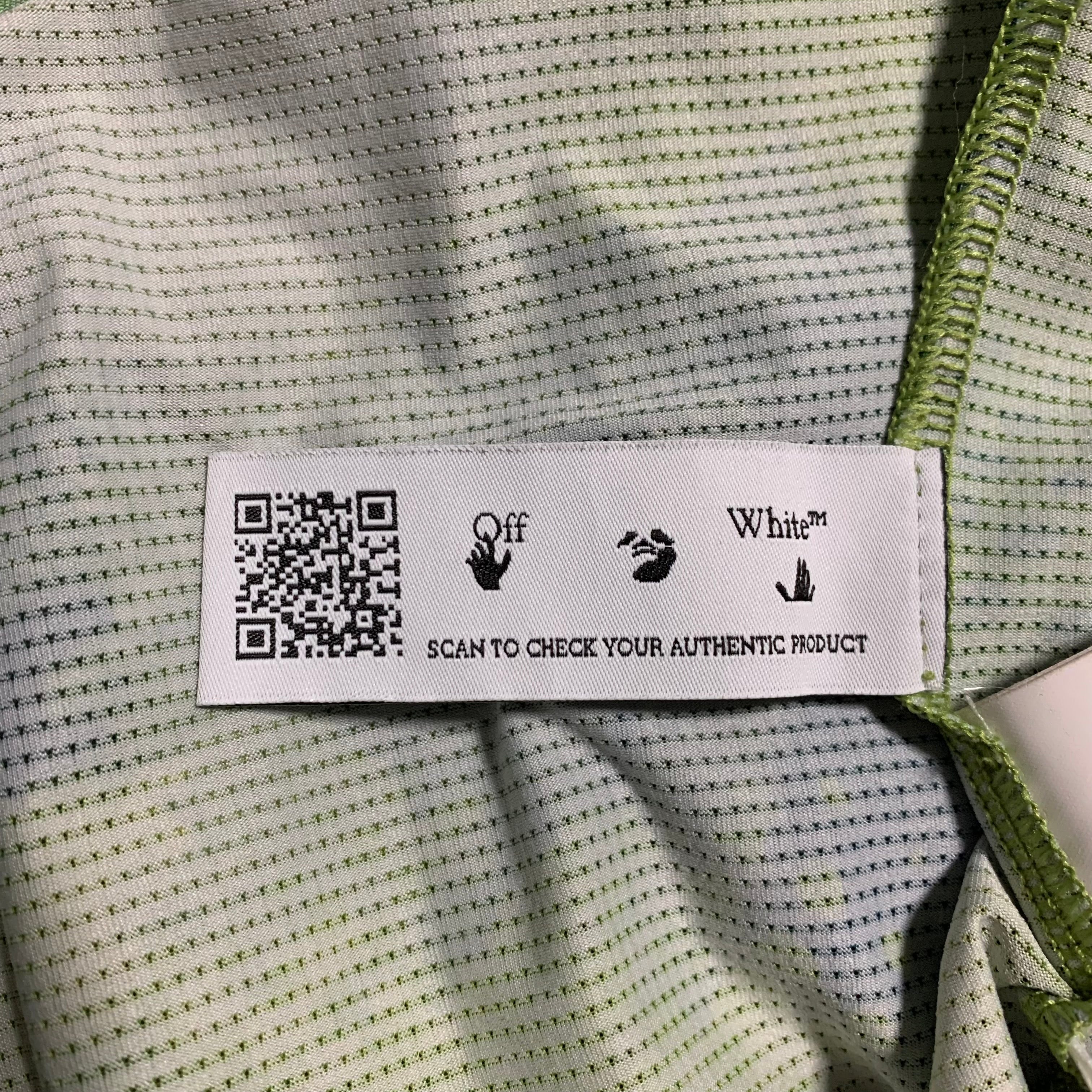 Off White XL Active Camo Logo Green Yellow Tee Virgil Abloh