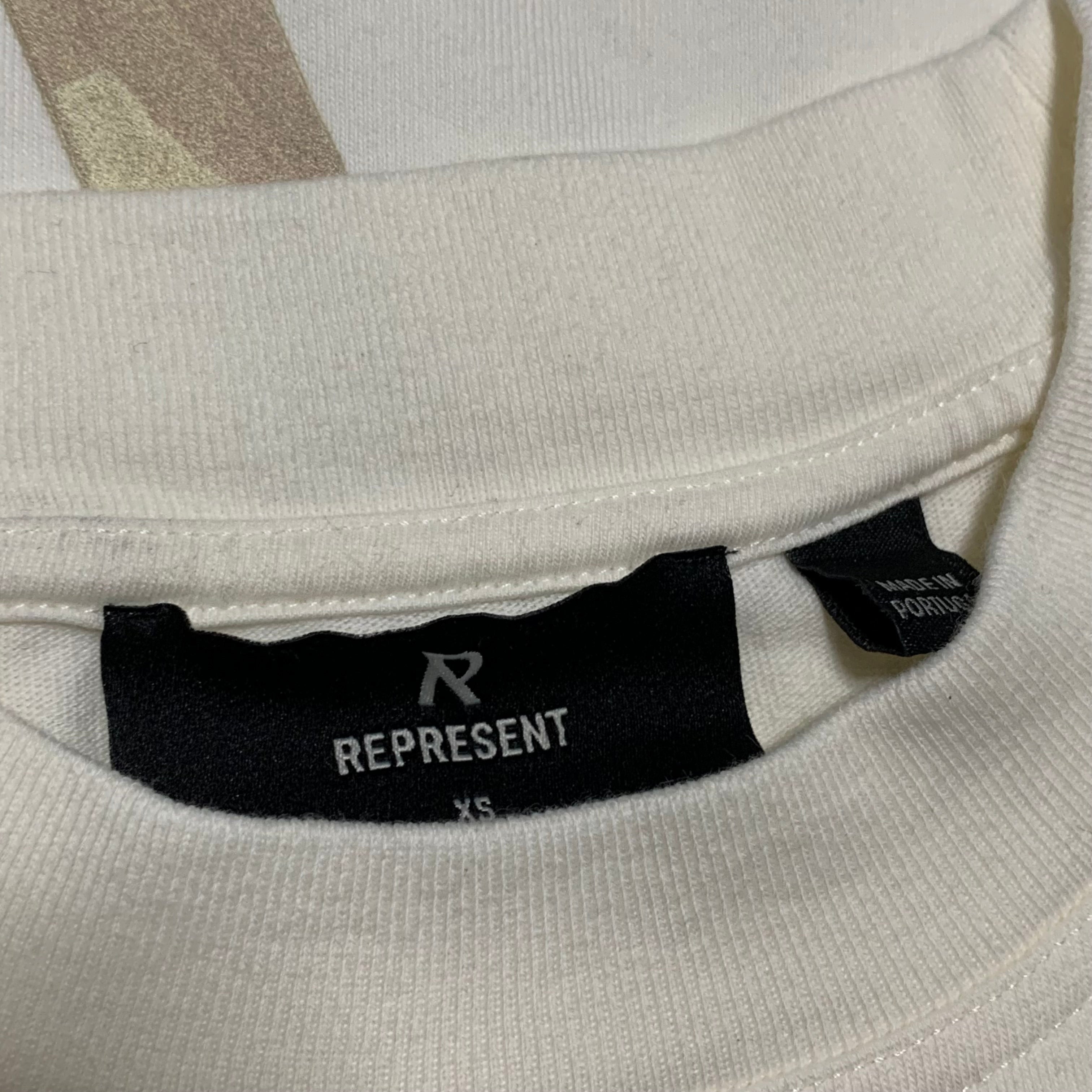 Represent XS Masking Tape Flat White Long Sleeve Tee