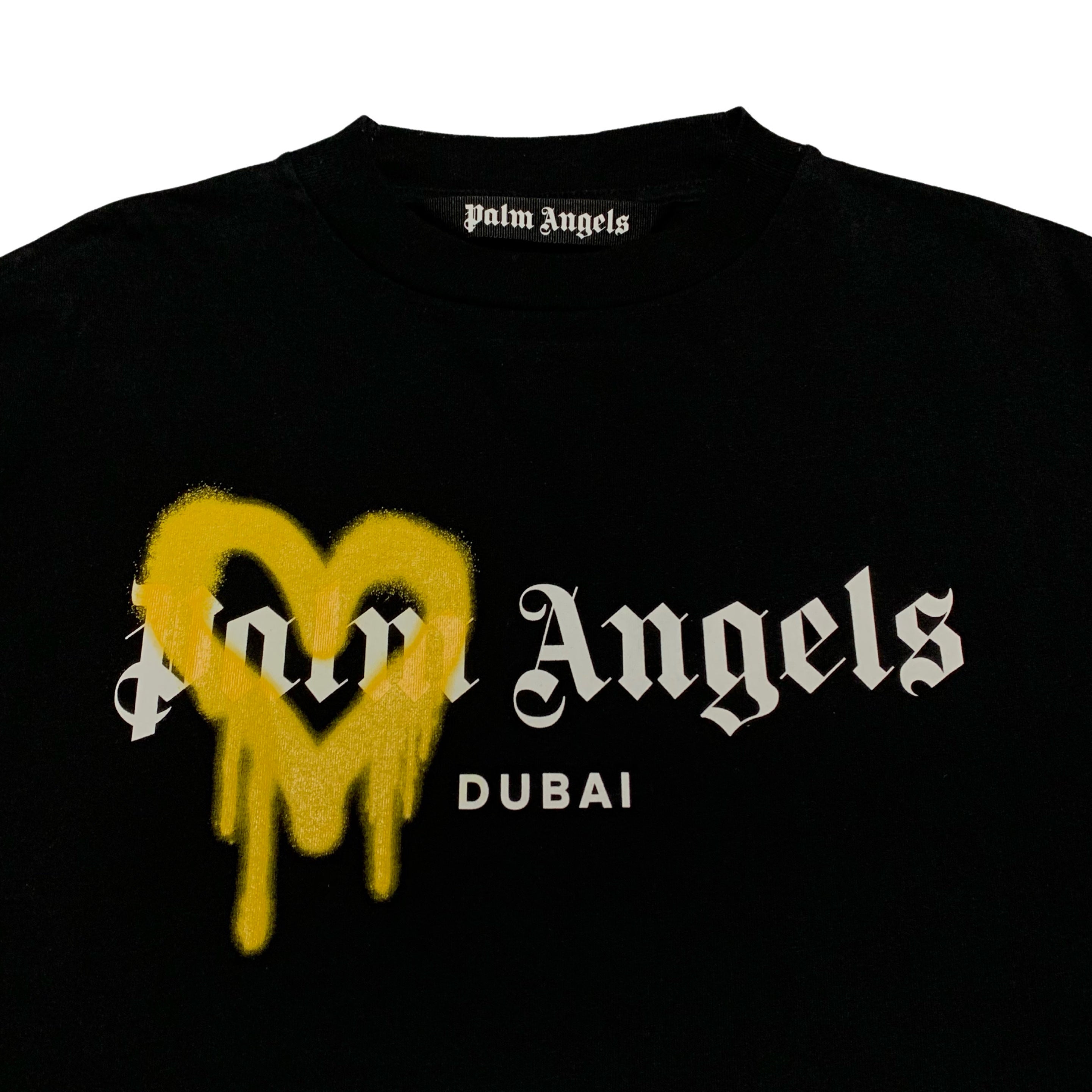 Palm Angels Small Dubai Sprayed Heart Black Tee