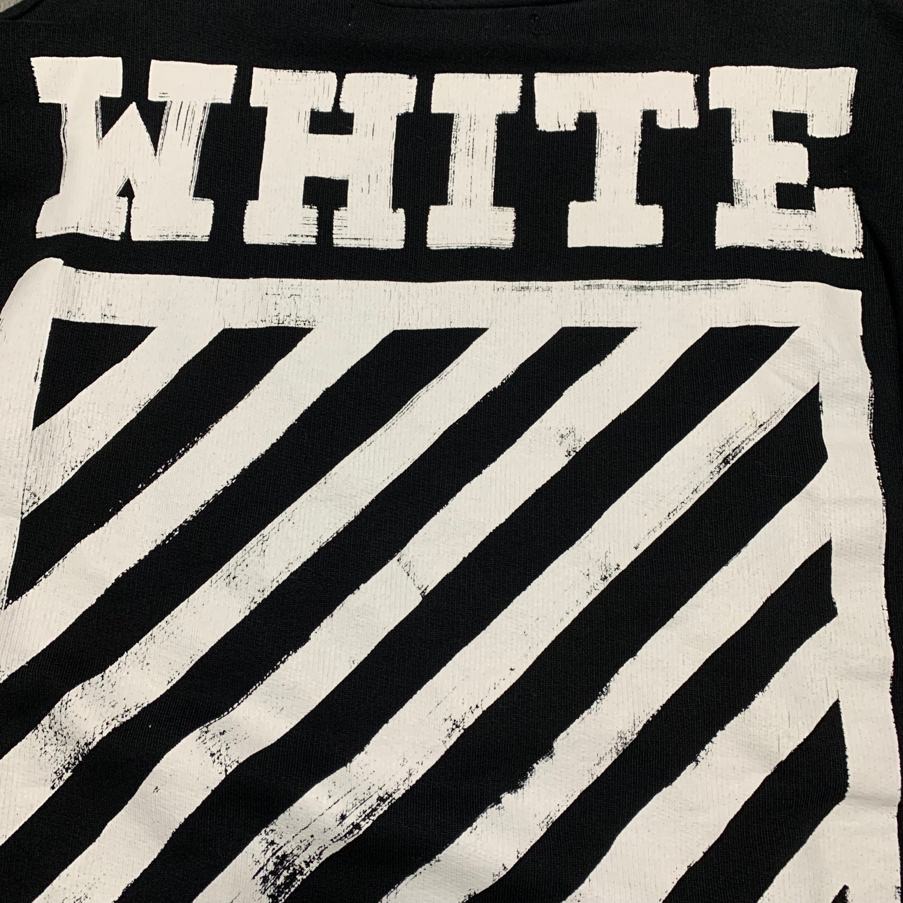 Off White Small Diagonal Brushed Black Sweatshirt Crewneck Virgil Abloh