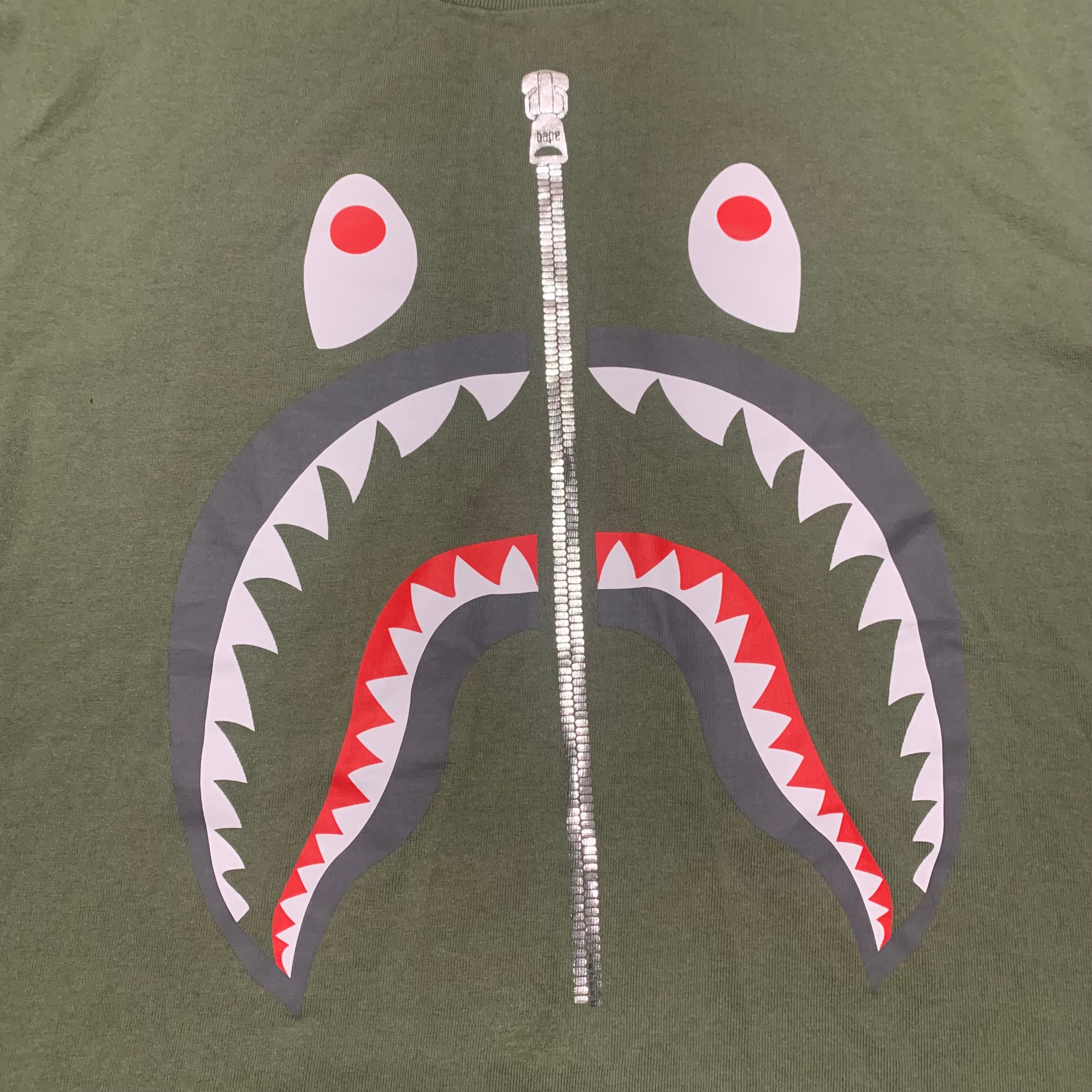 Bape Medium Shark Khaki Green Tee A Bathing Ape