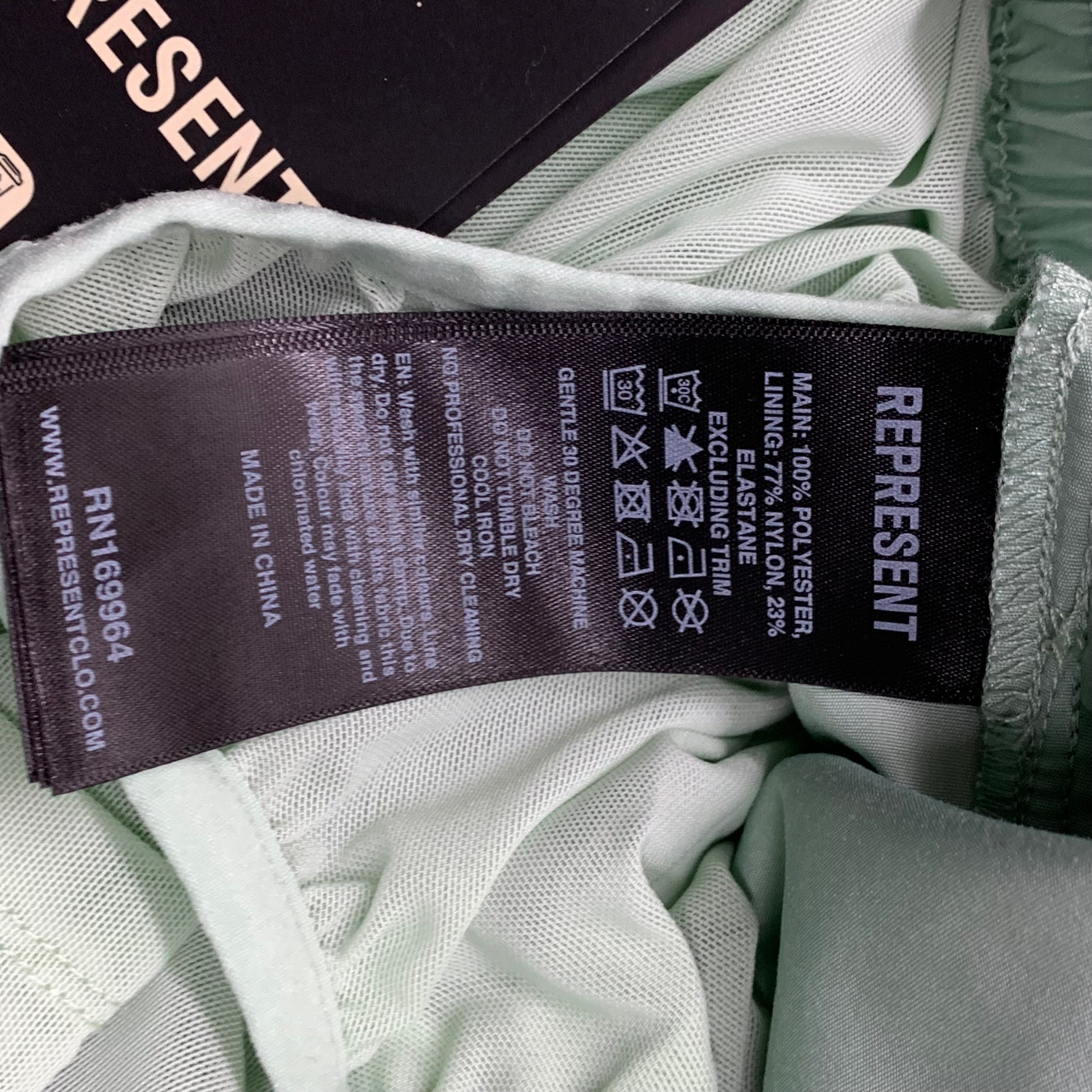 Represent XS Swim Shorts Metal Initial Washed Sage Mint Green