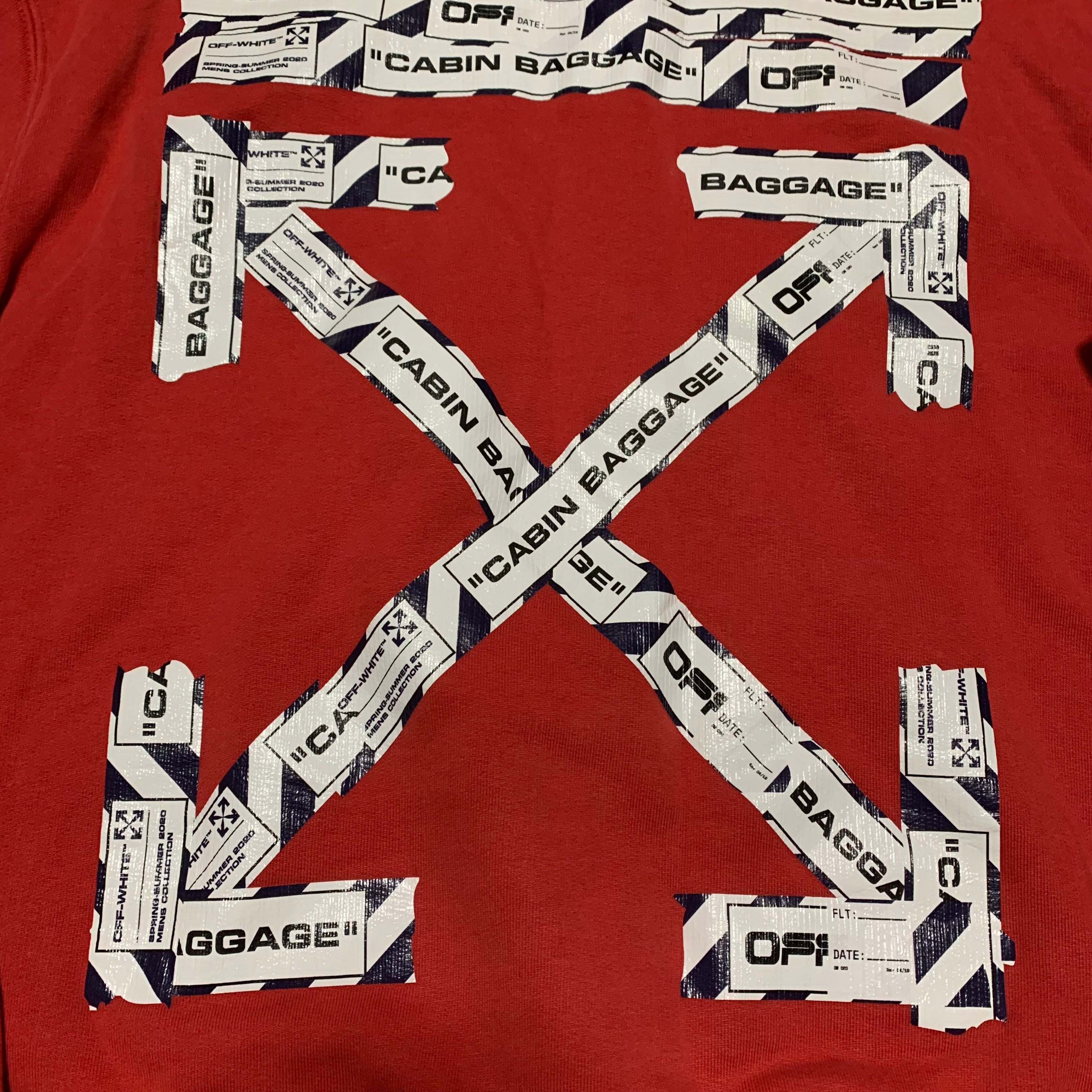 Off White Small Airport Arrows Red Hoodie Virgil Abloh