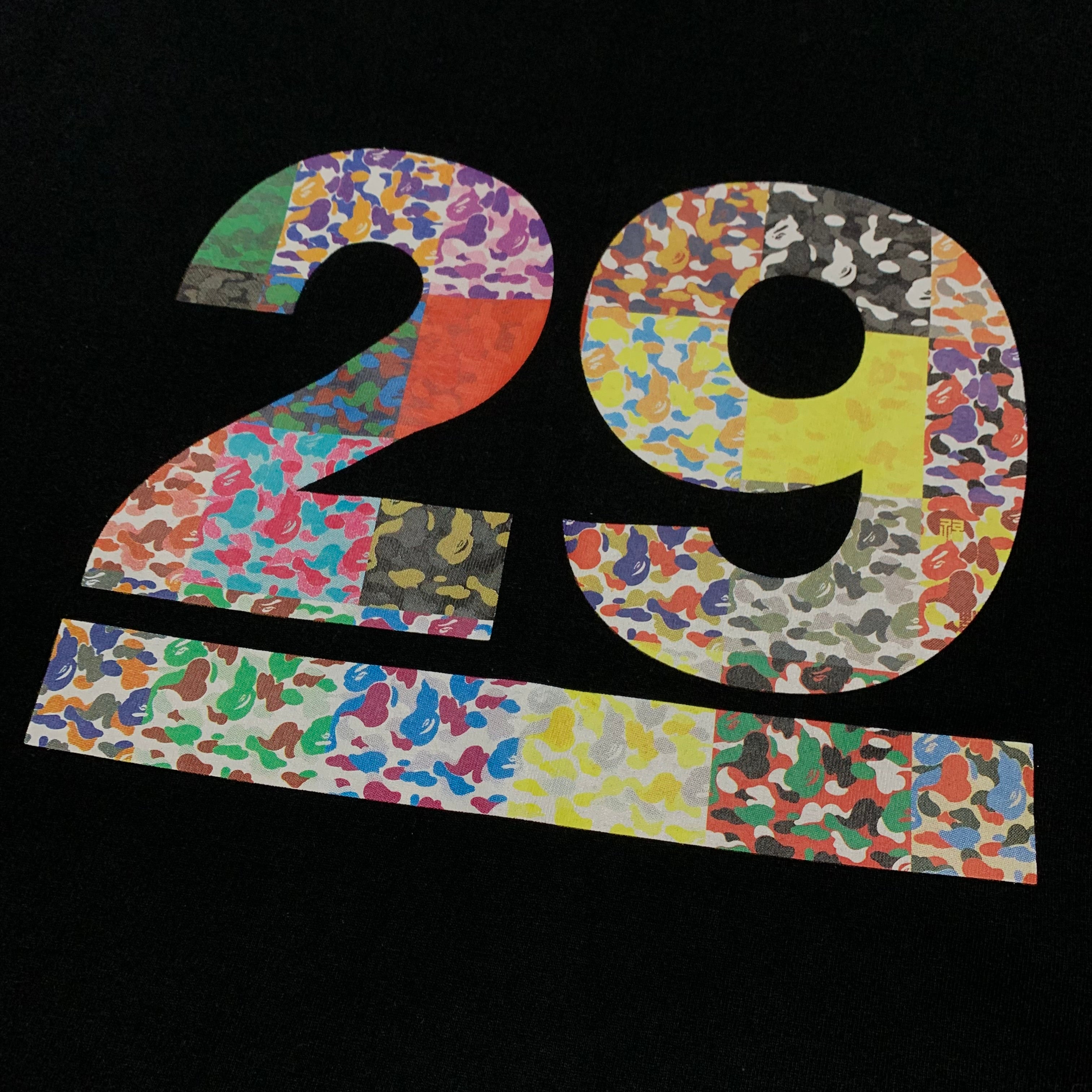 Bape XXL 29th Anniversary Camo Black Tee A Bathing Ape 2XL